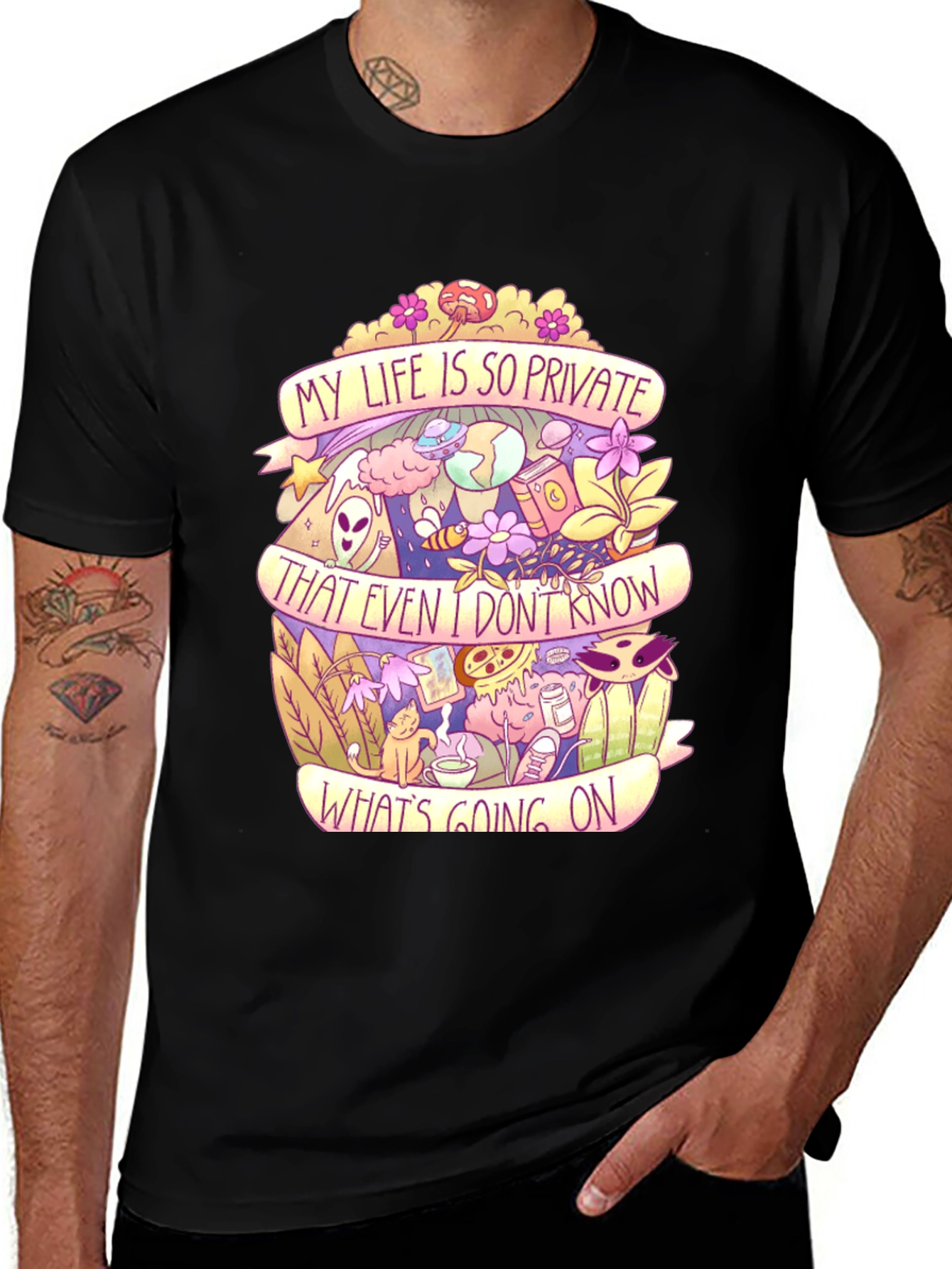 Private Life Graphic Tee - Black Cotton T-Shirt