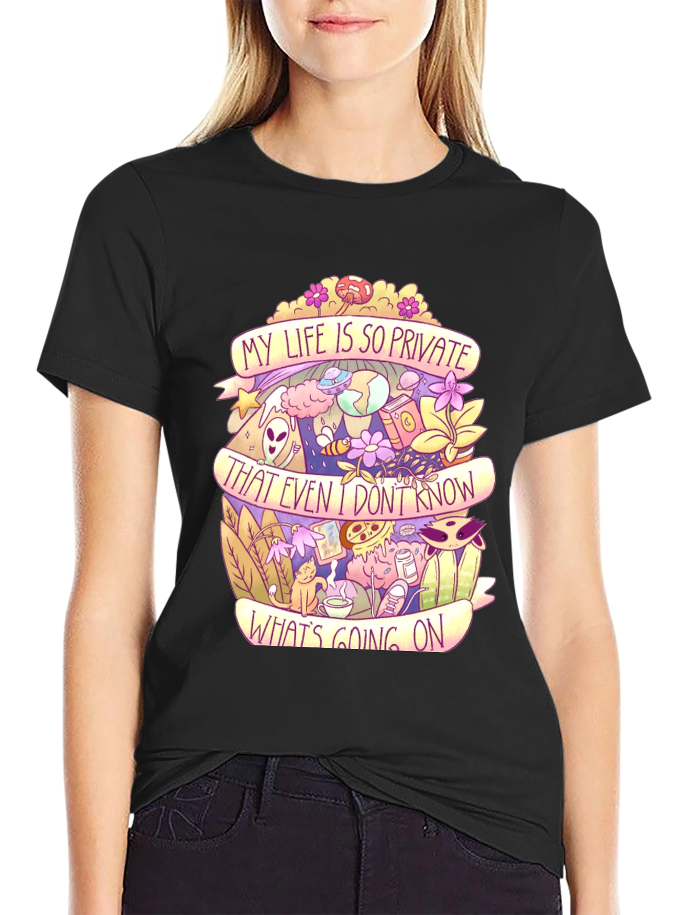 Private Life Graphic Tee - Black Cotton T-Shirt
