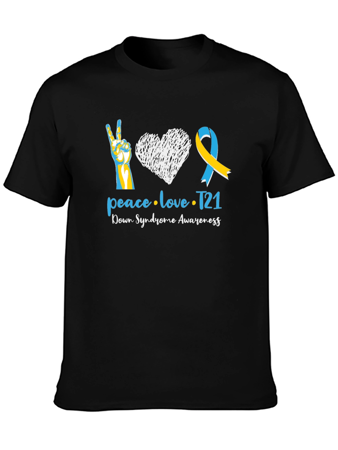 Down Syndrome Awareness T-Shirt Peace Love T21