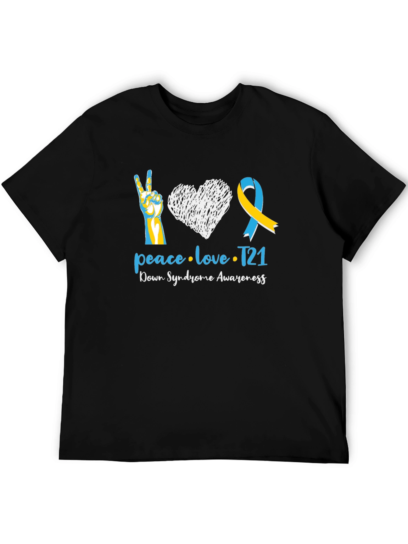 Down Syndrome Awareness T-Shirt Peace Love T21