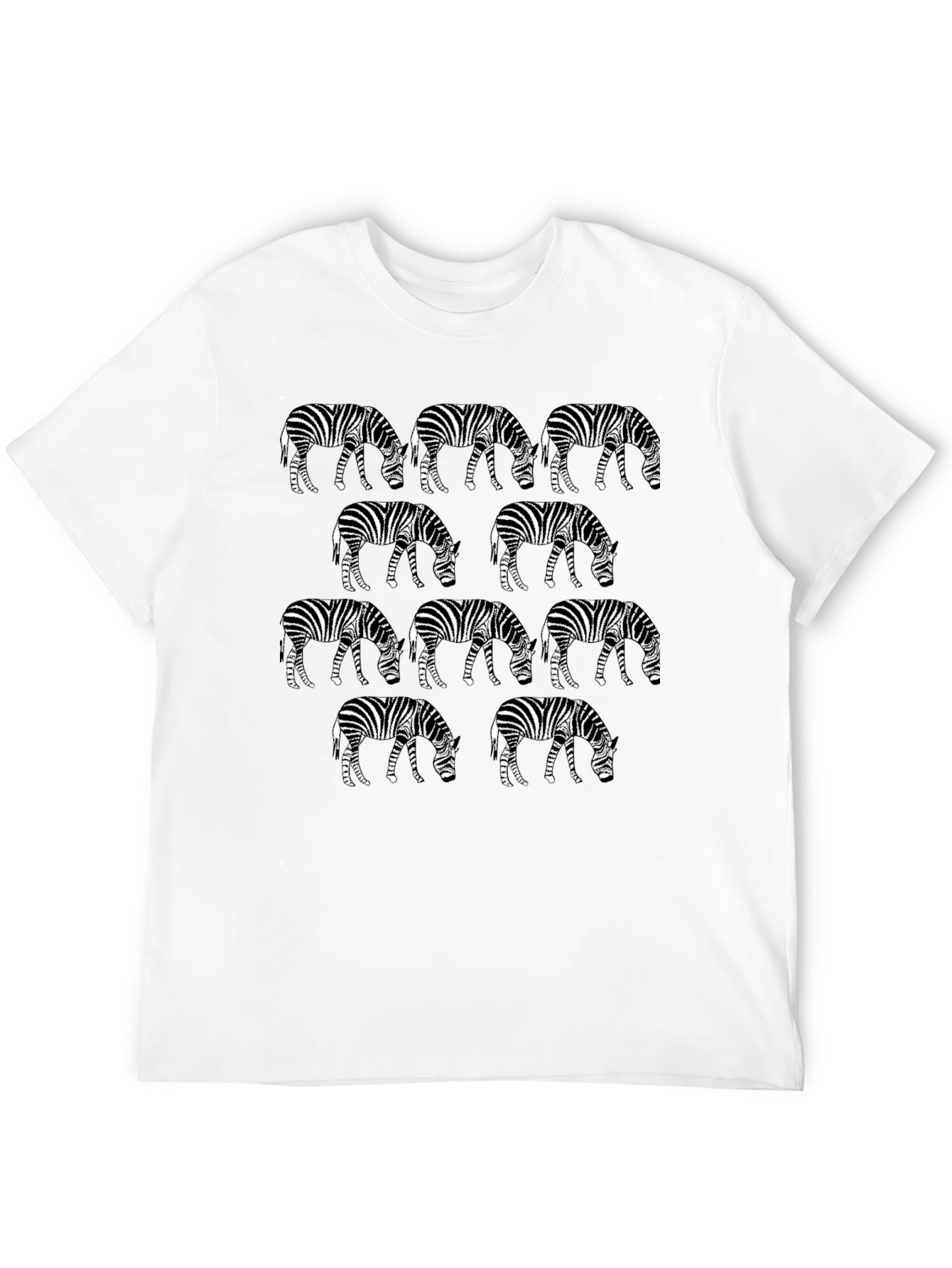 Zebra Print Graphic Tee - Black Crew Neck T-Shirt