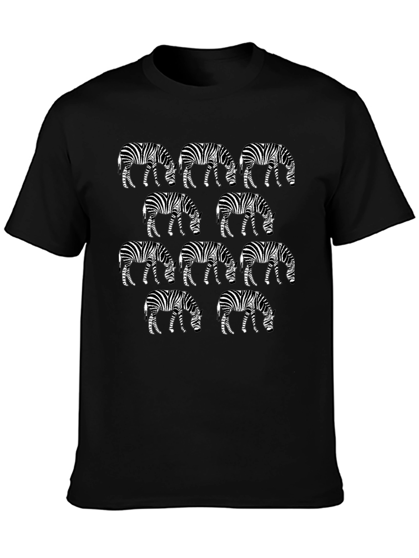 Zebra Print Graphic Tee - Black Crew Neck T-Shirt