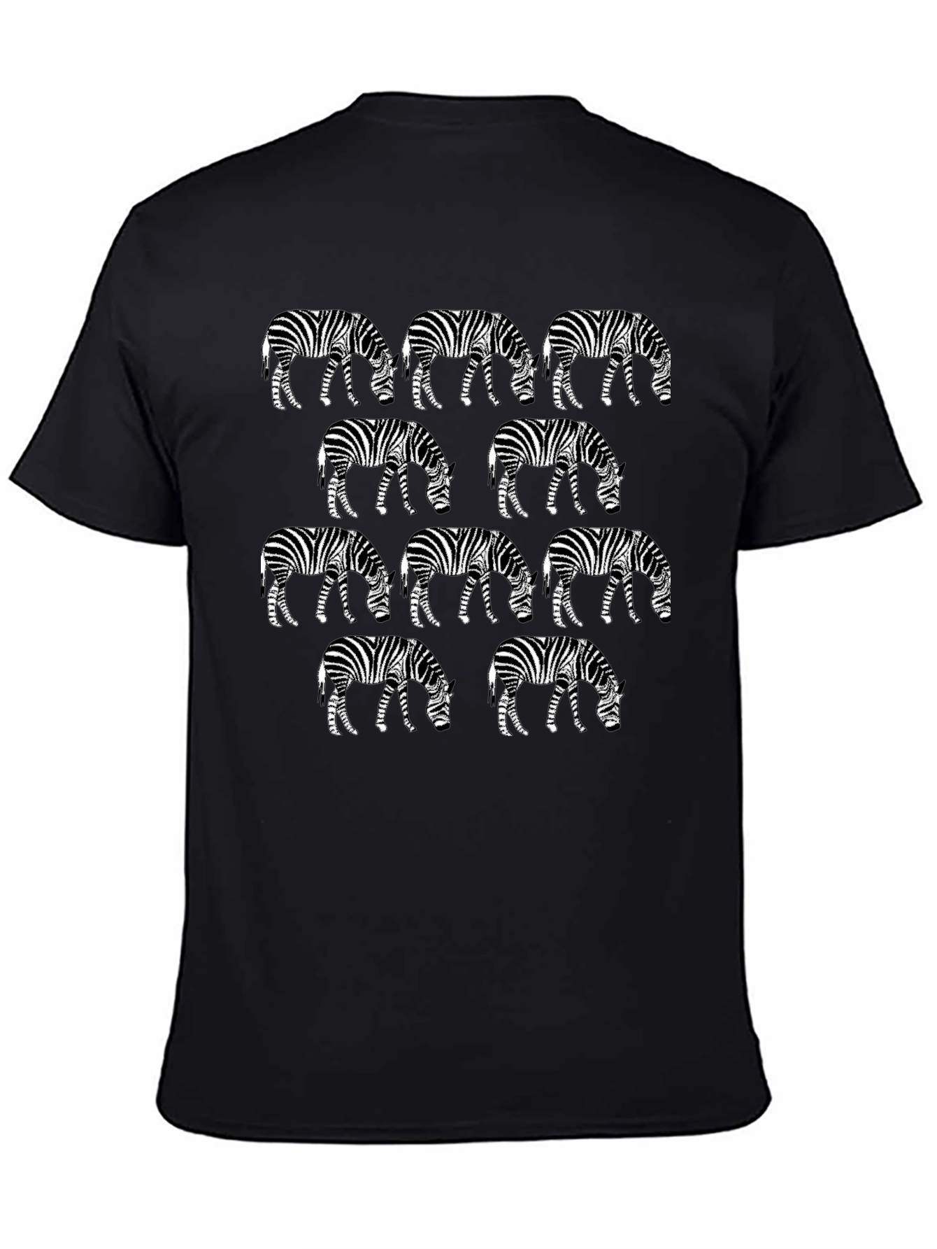 Zebra Print Graphic Tee - Black Crew Neck T-Shirt