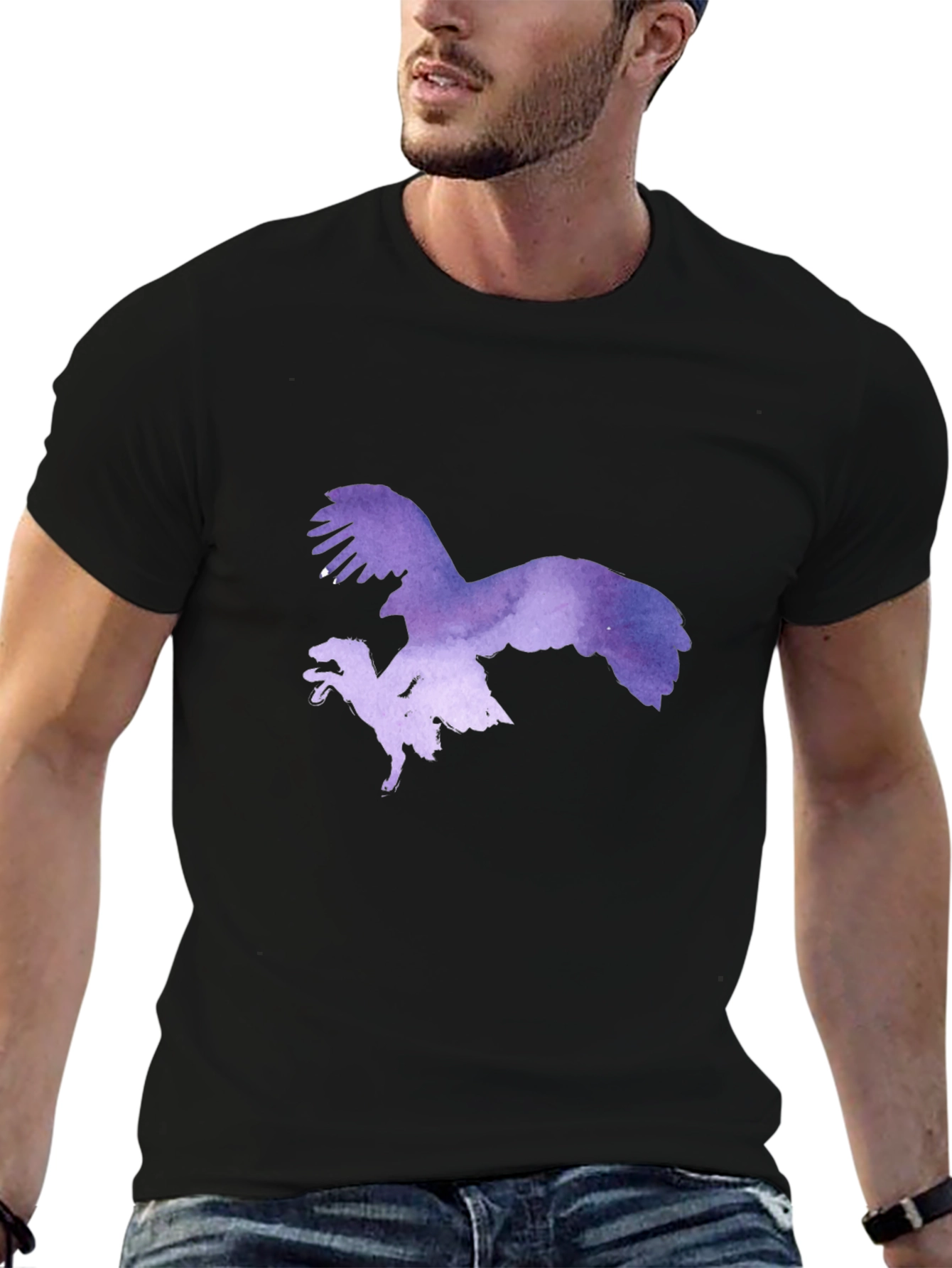 Eagle vs Dinosaur Graphic Tee - Black Cotton Blend