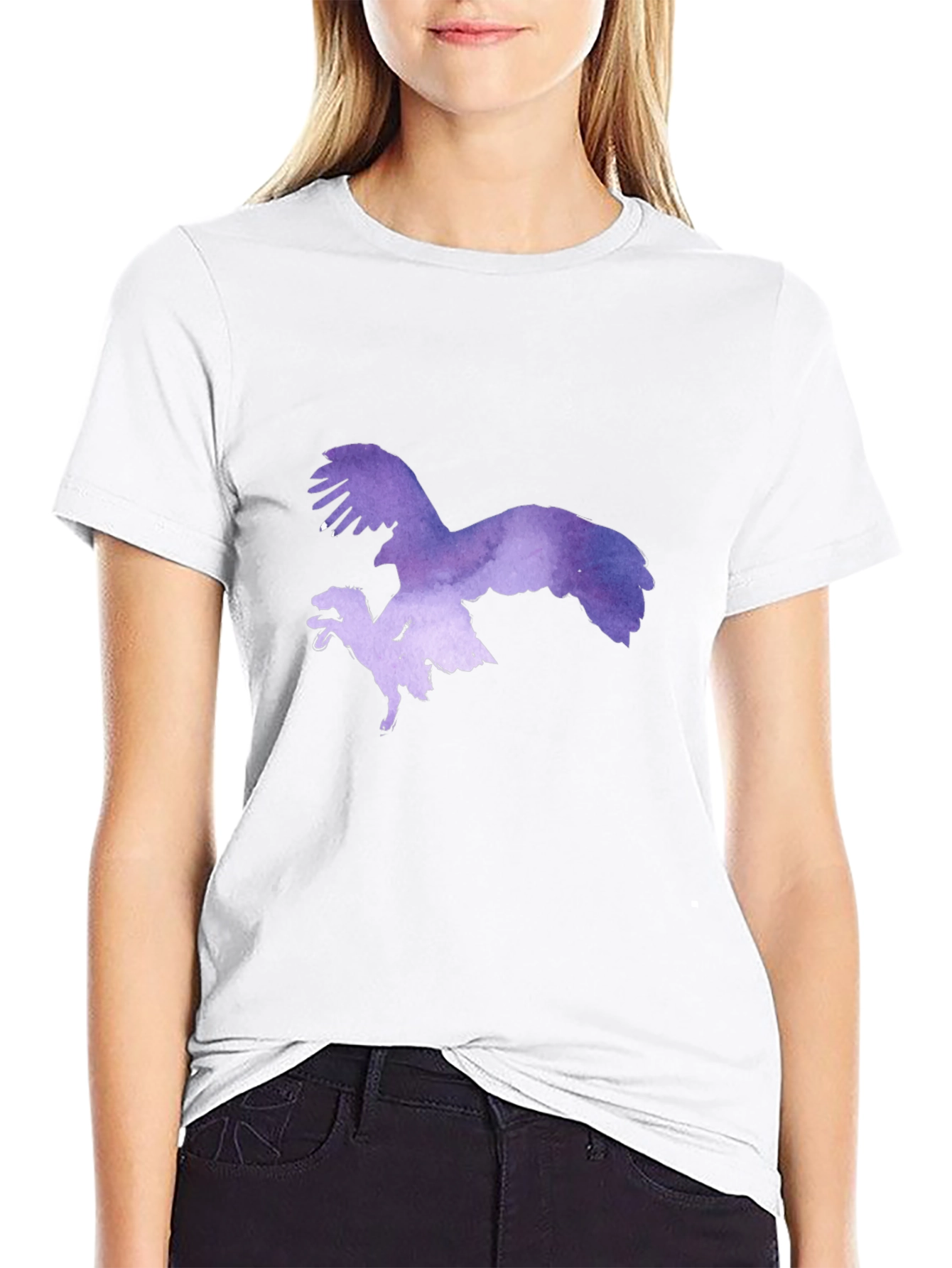 Eagle vs Dinosaur Graphic Tee - Black Cotton Blend