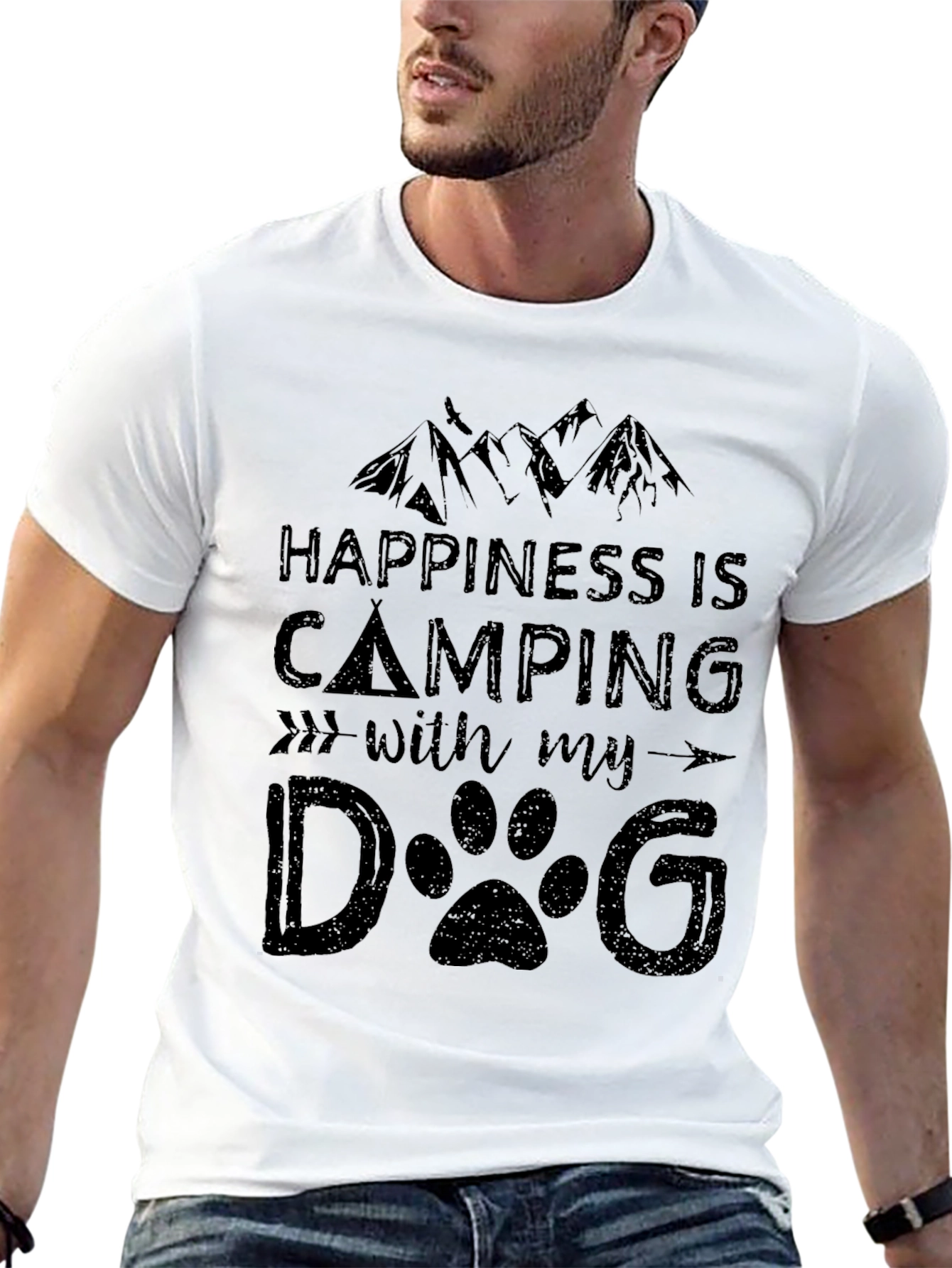 Camping with Dog Graphic T-Shirt