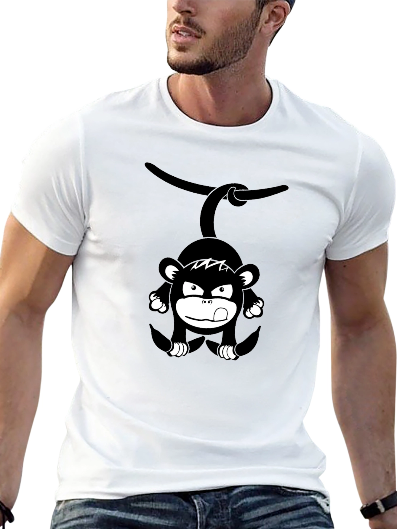 Monkey Graphic Print Black T-Shirt