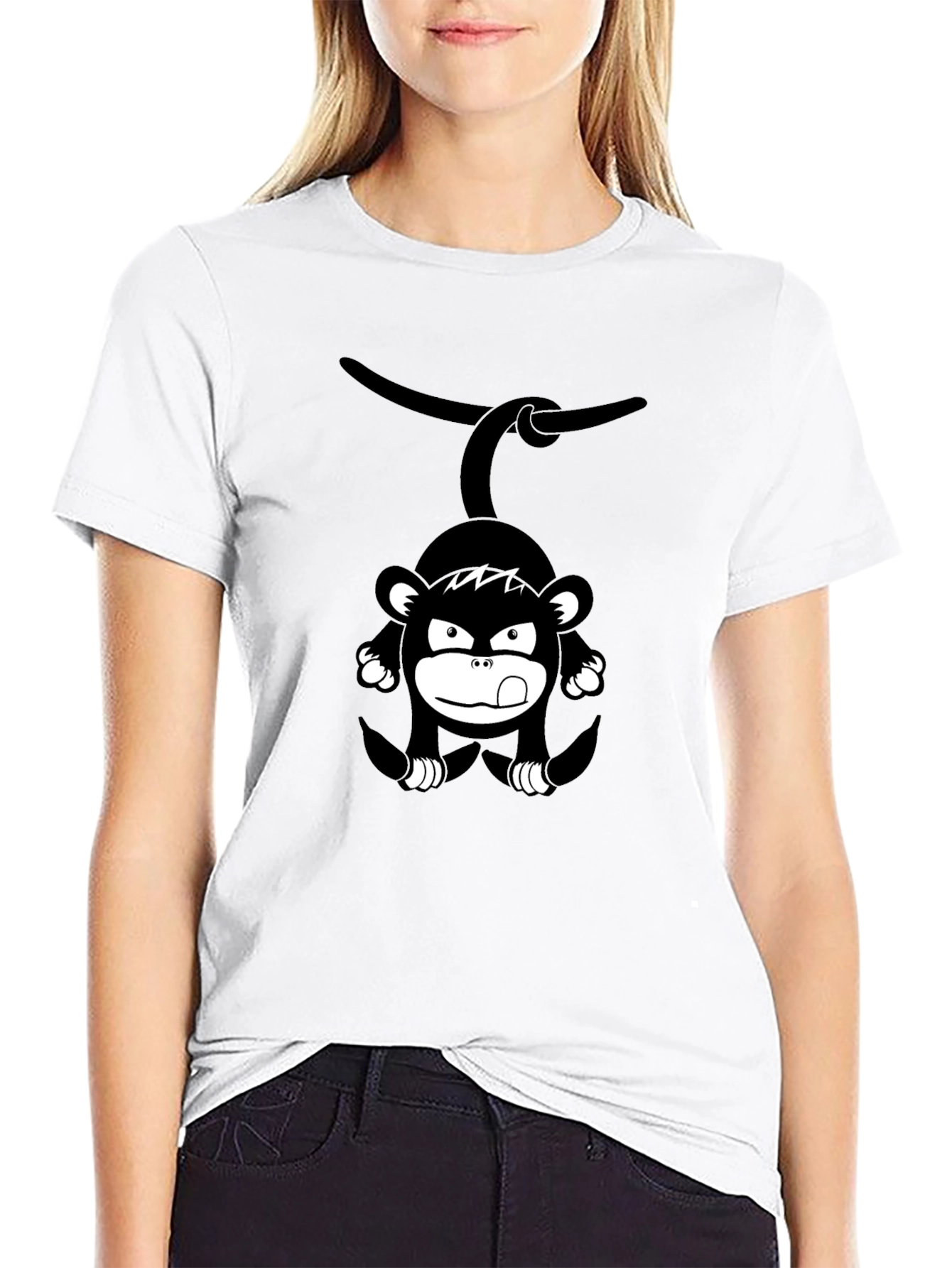 Monkey Graphic Print Black T-Shirt