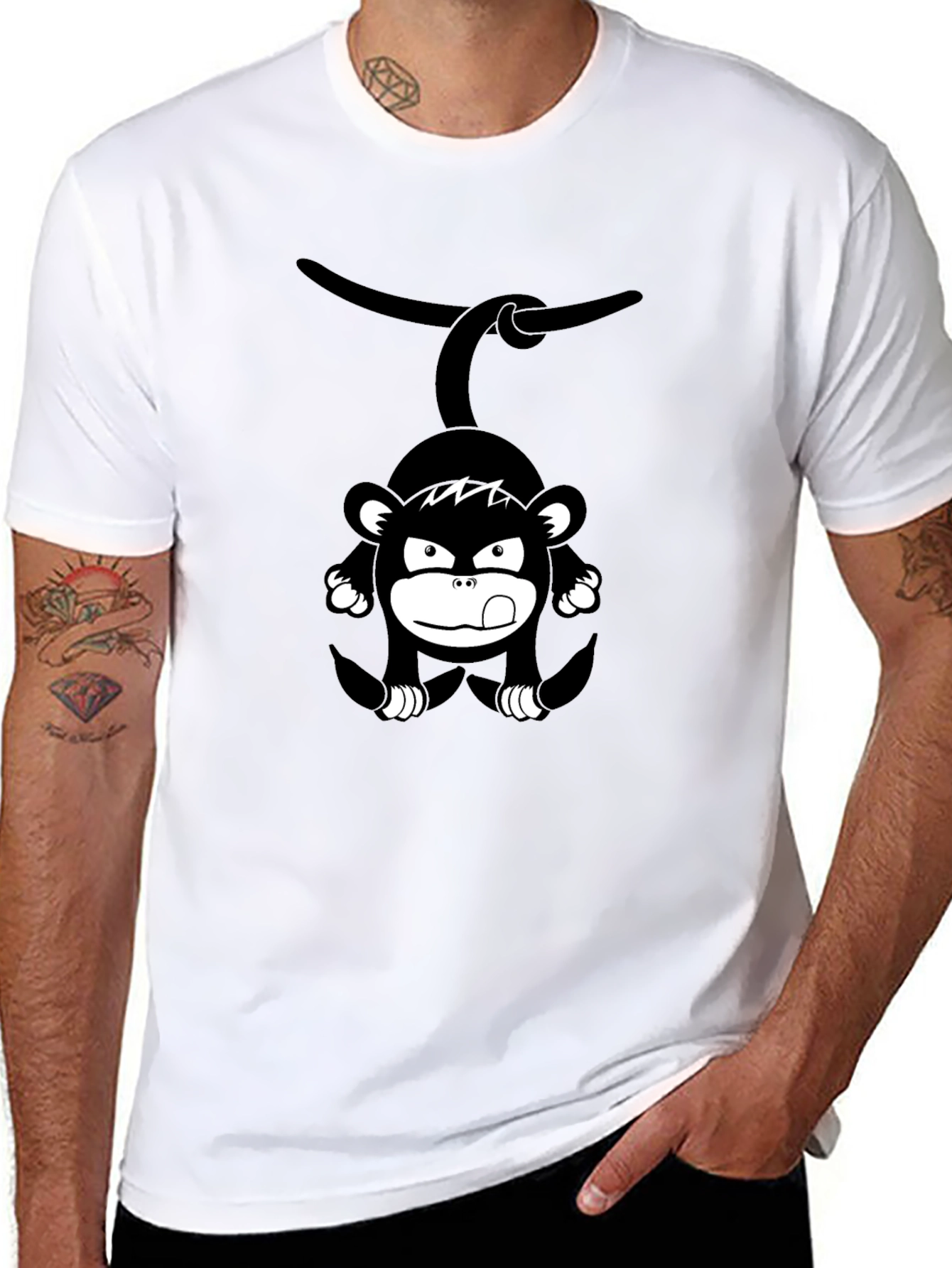 Monkey Graphic Print Black T-Shirt