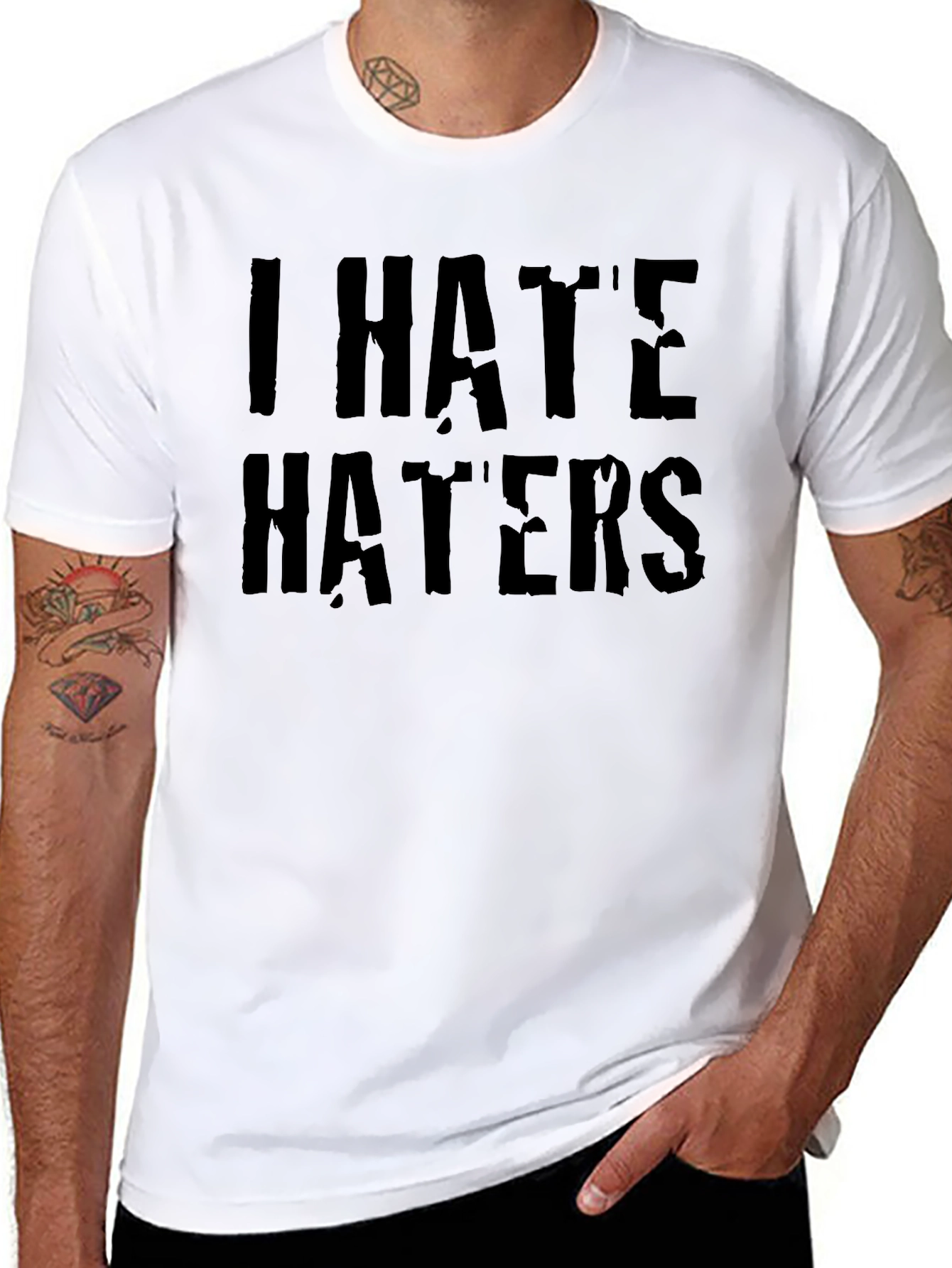 I Hate Haters Black Graphic T-Shirt