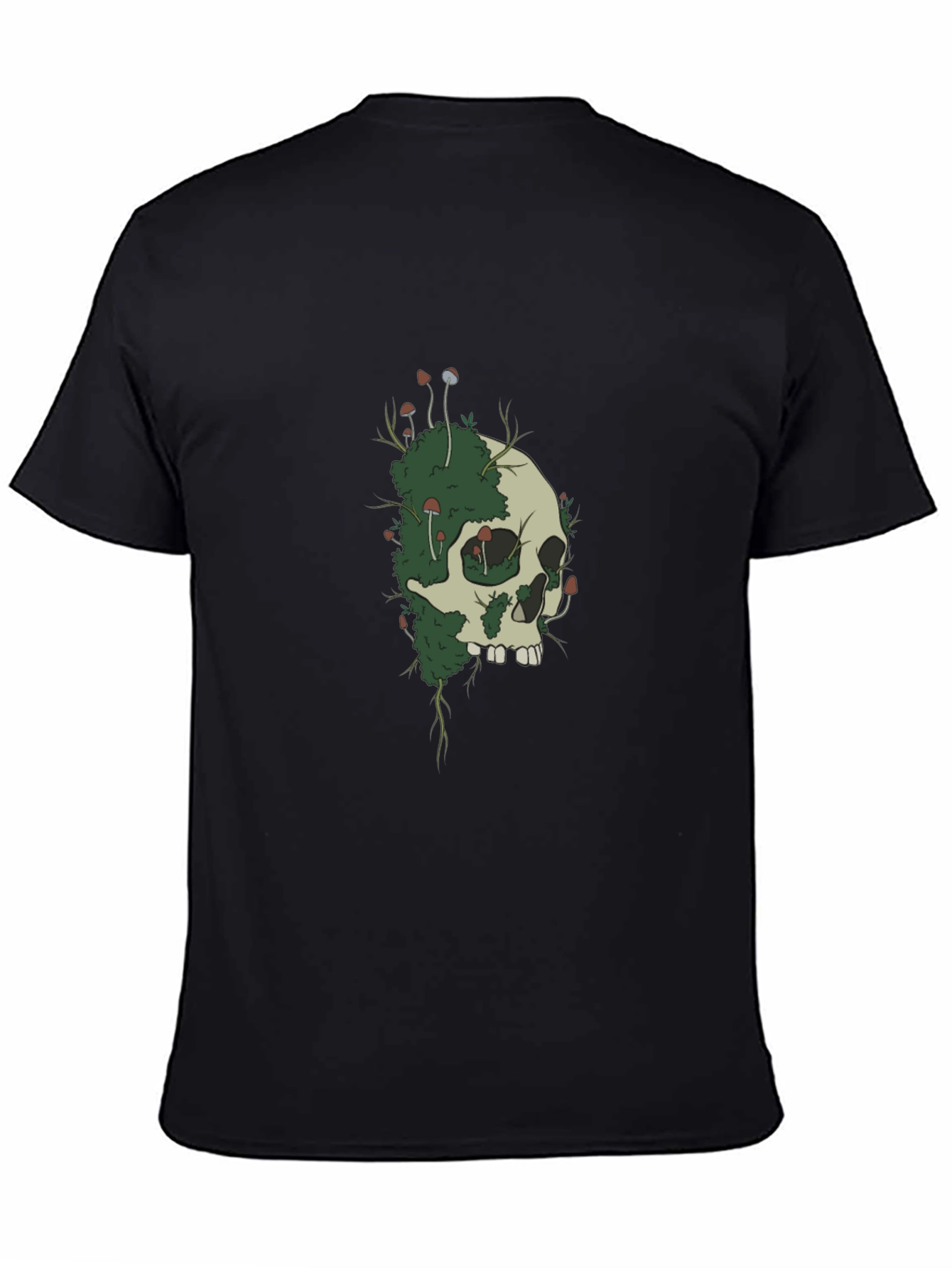 Skull and Mushroom Graphic Tee - Black