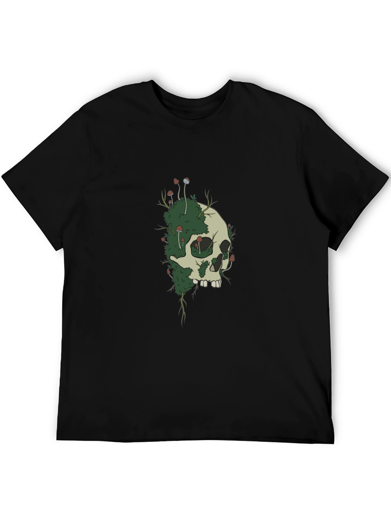Skull and Mushroom Graphic Tee - Black