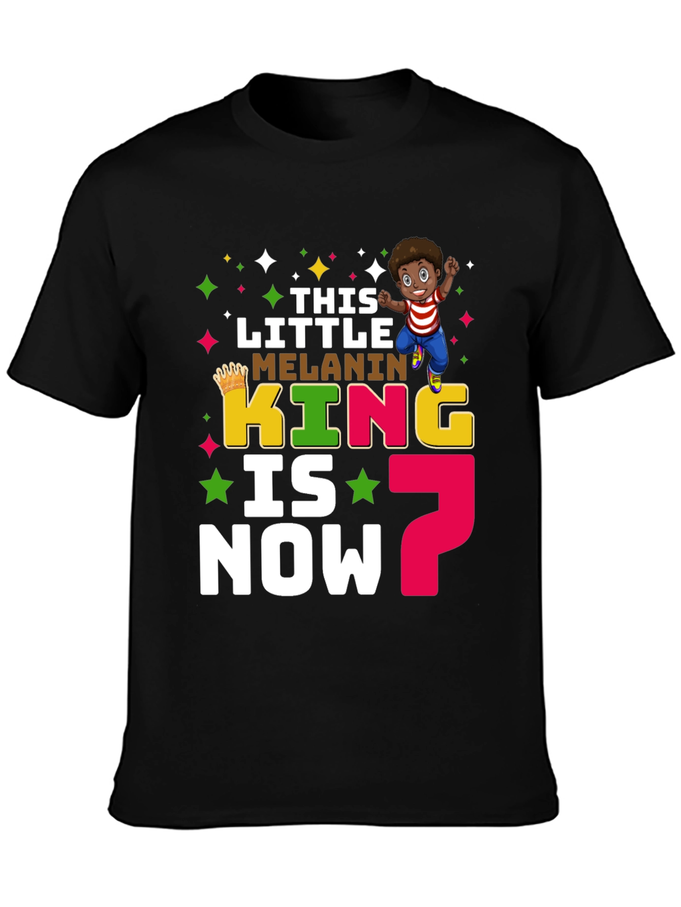 Little Melanin King 7th Birthday T-Shirt