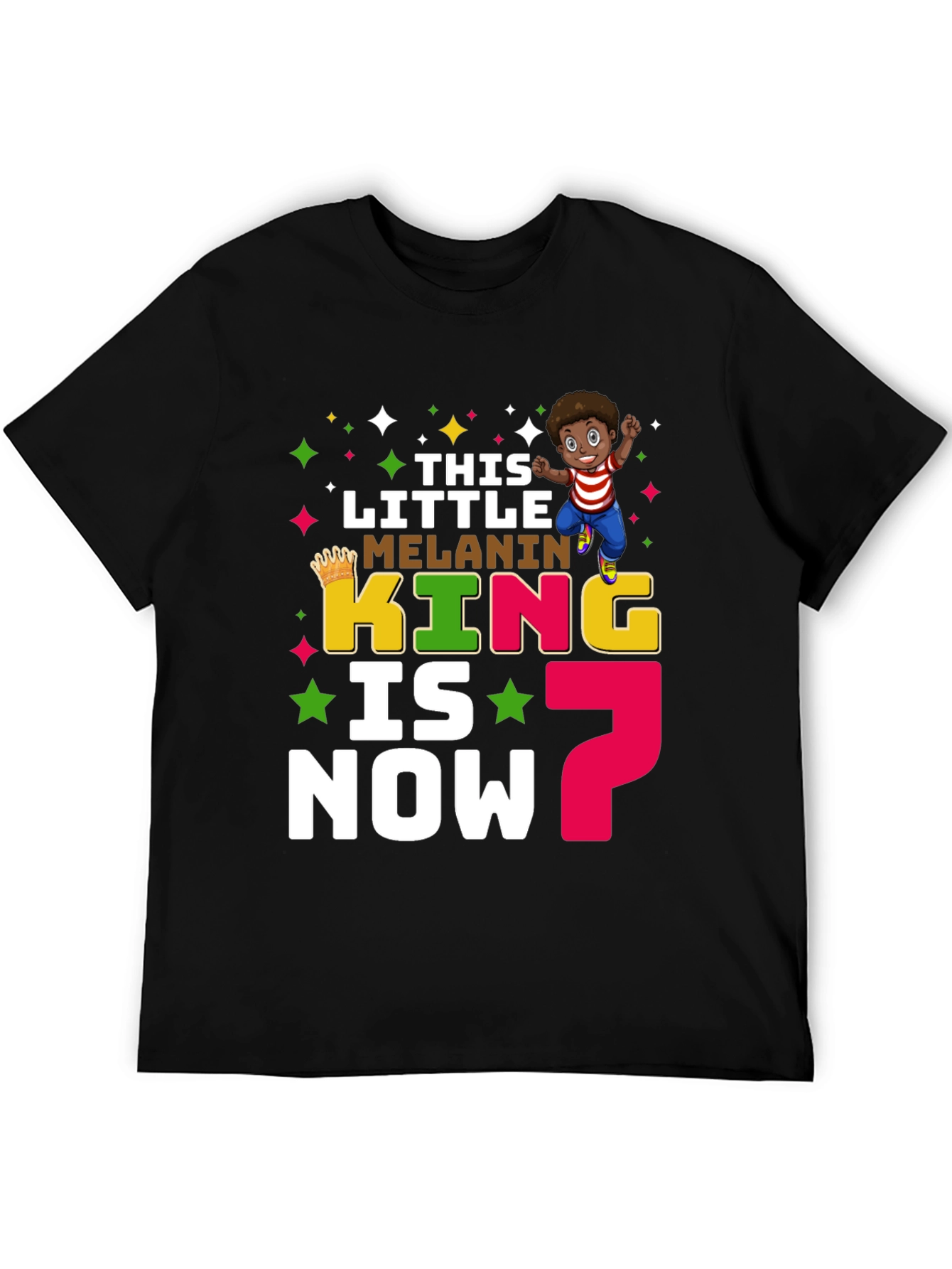 Little Melanin King 7th Birthday T-Shirt
