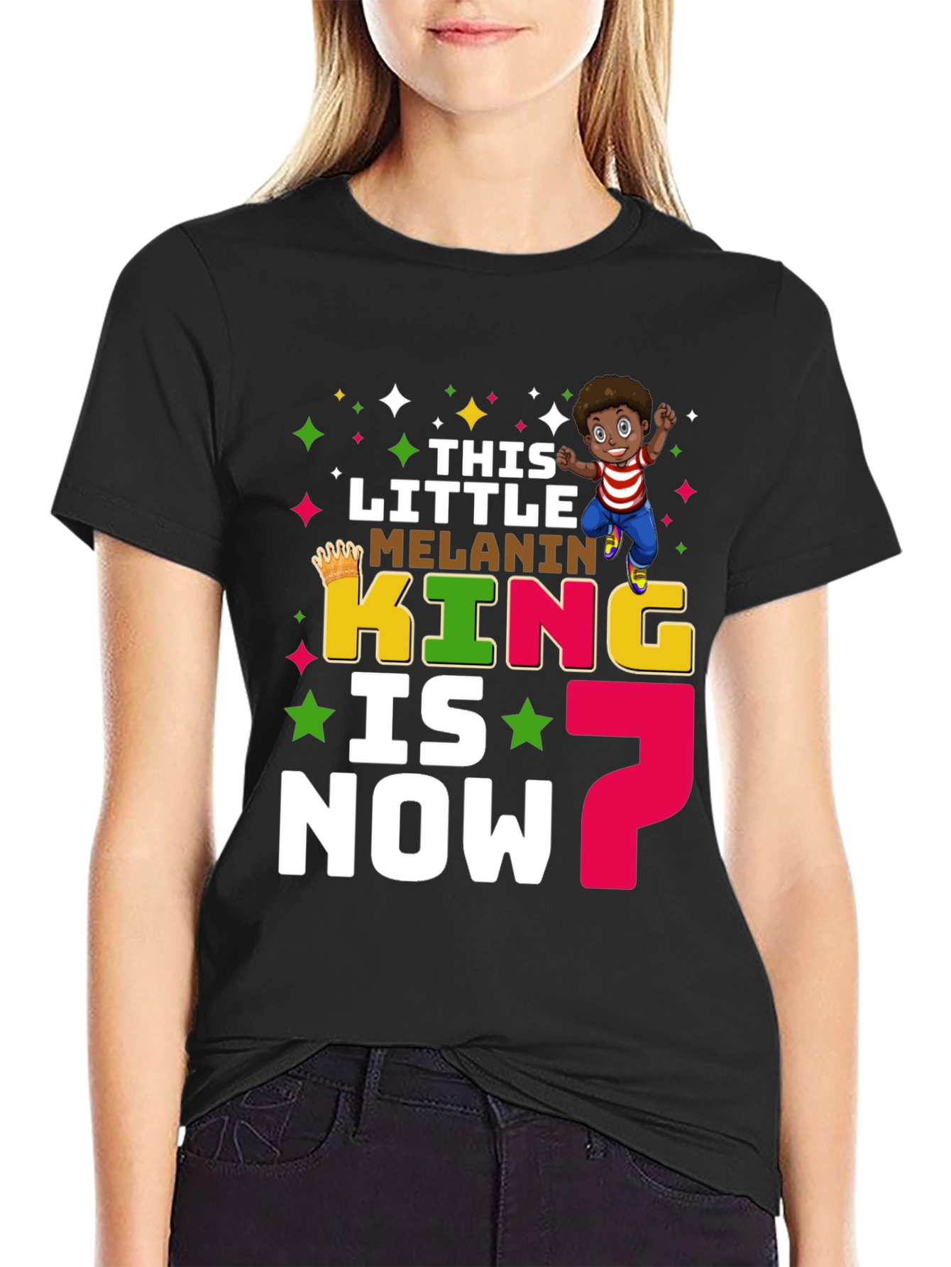 Little Melanin King 7th Birthday T-Shirt