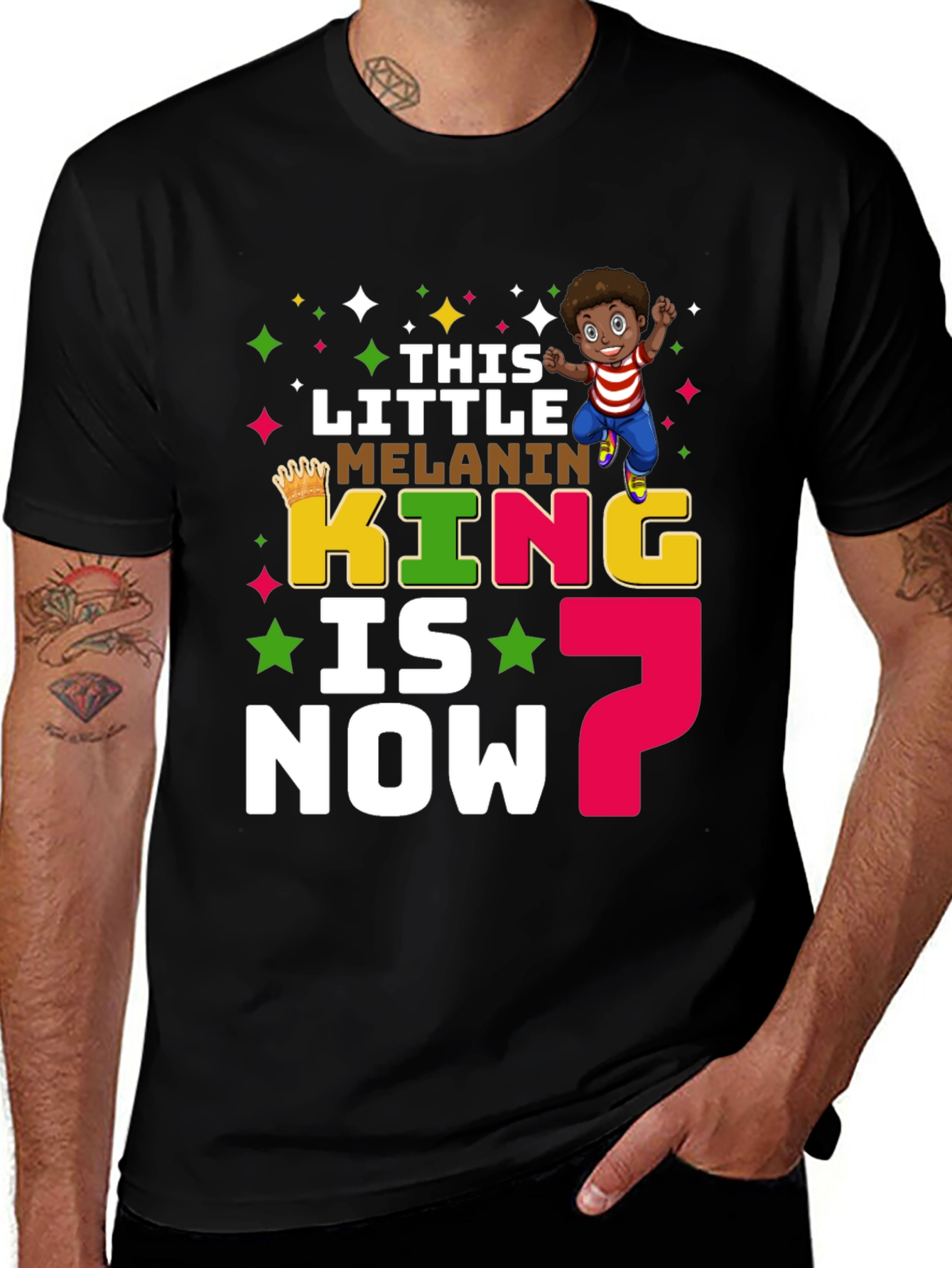 Little Melanin King 7th Birthday T-Shirt
