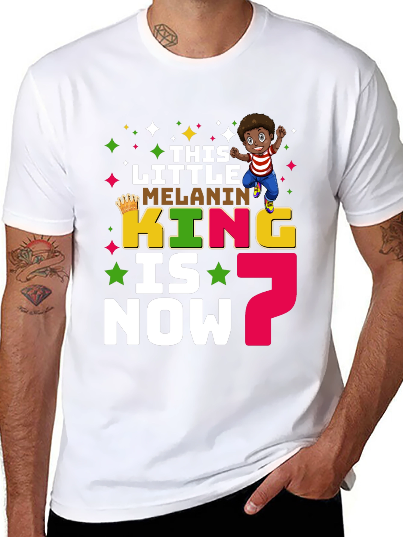Little Melanin King 7th Birthday T-Shirt