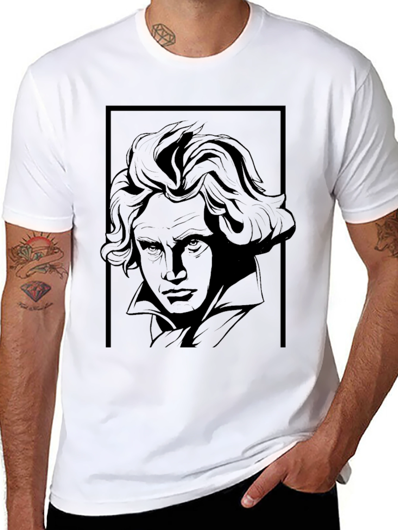 Beethoven Graphic Print T-Shirt - Classic Style