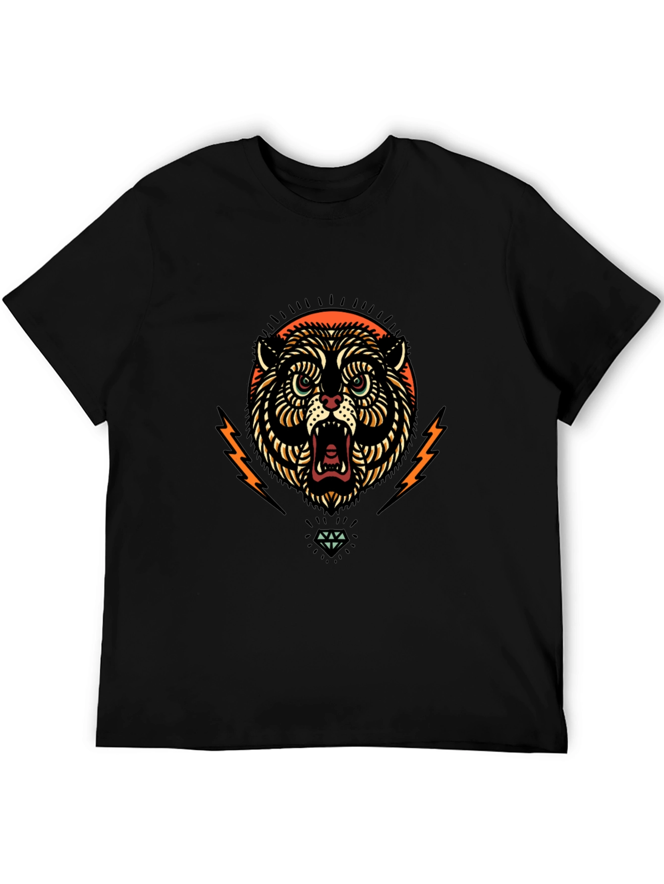 Roaring Tiger Graphic Print Black Tee