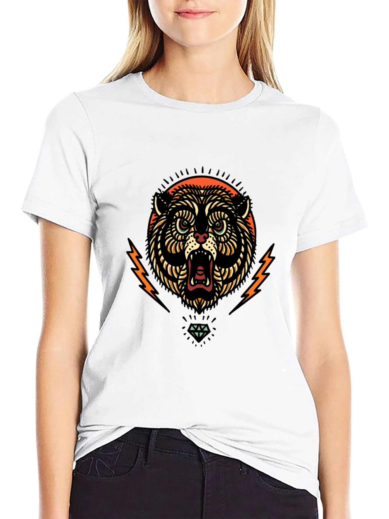 Roaring Tiger Graphic Print Black Tee