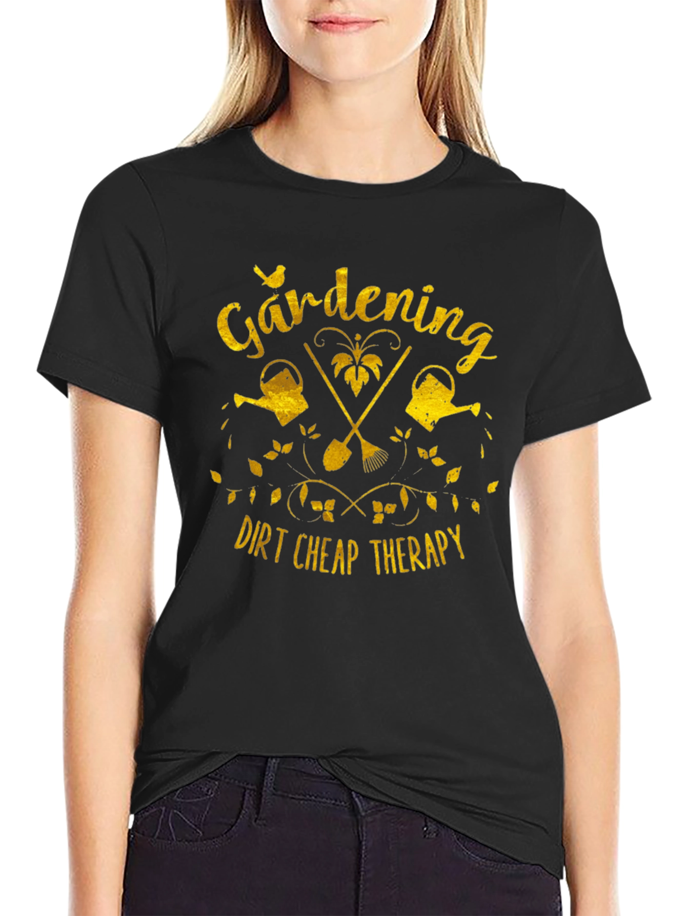 Gardening Dirt Cheap Therapy Black T-Shirt