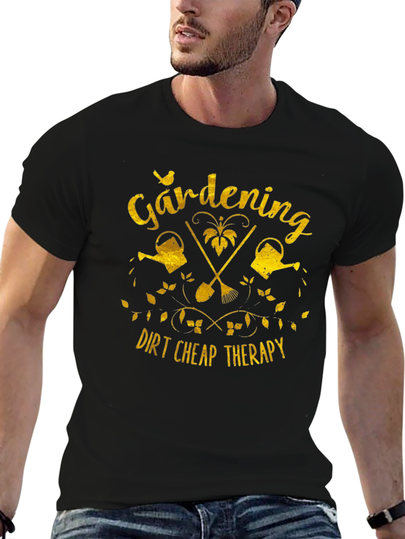 Gardening Dirt Cheap Therapy Black T-Shirt