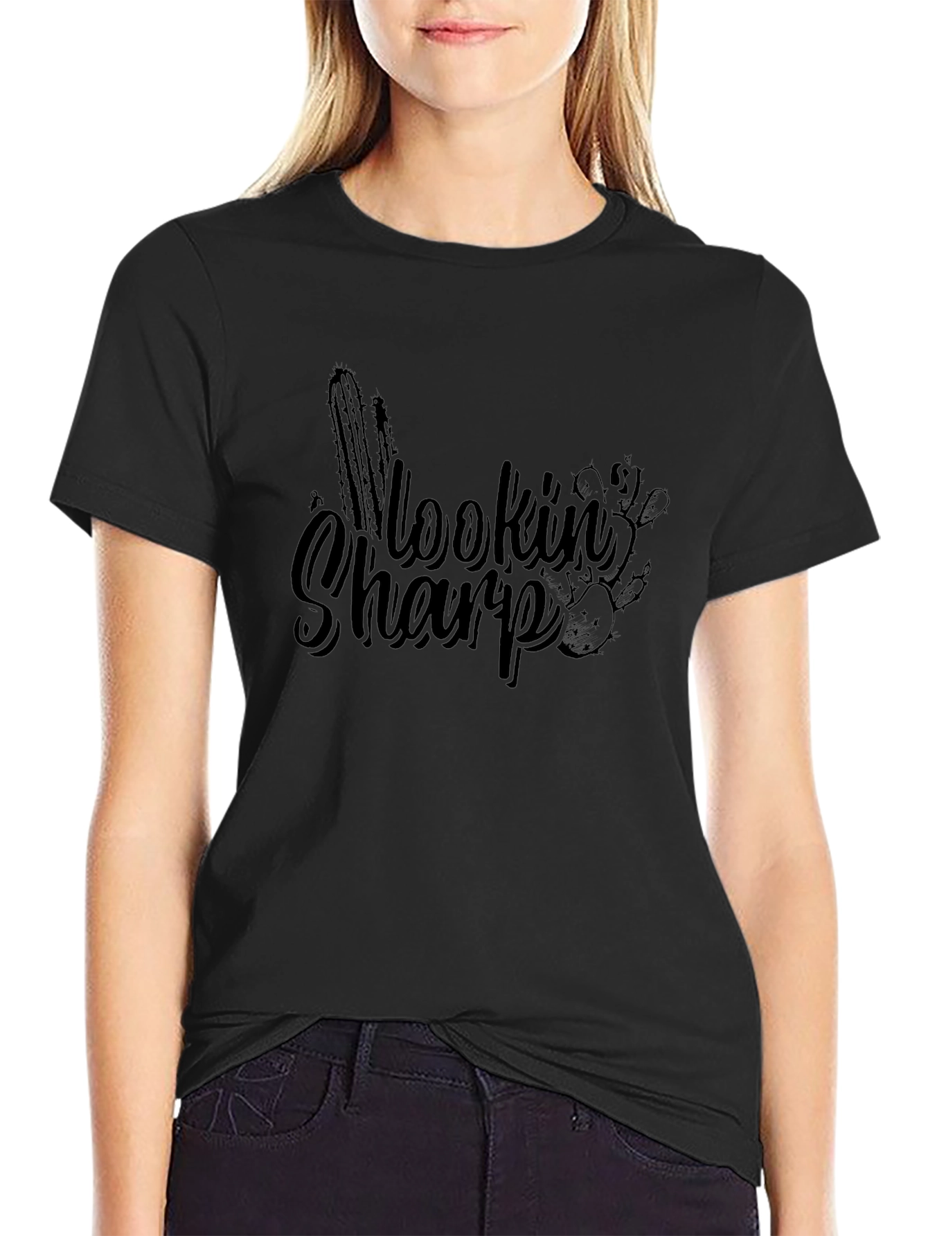 Lookin Sharp Graphic Tee - Black Cotton T-Shirt