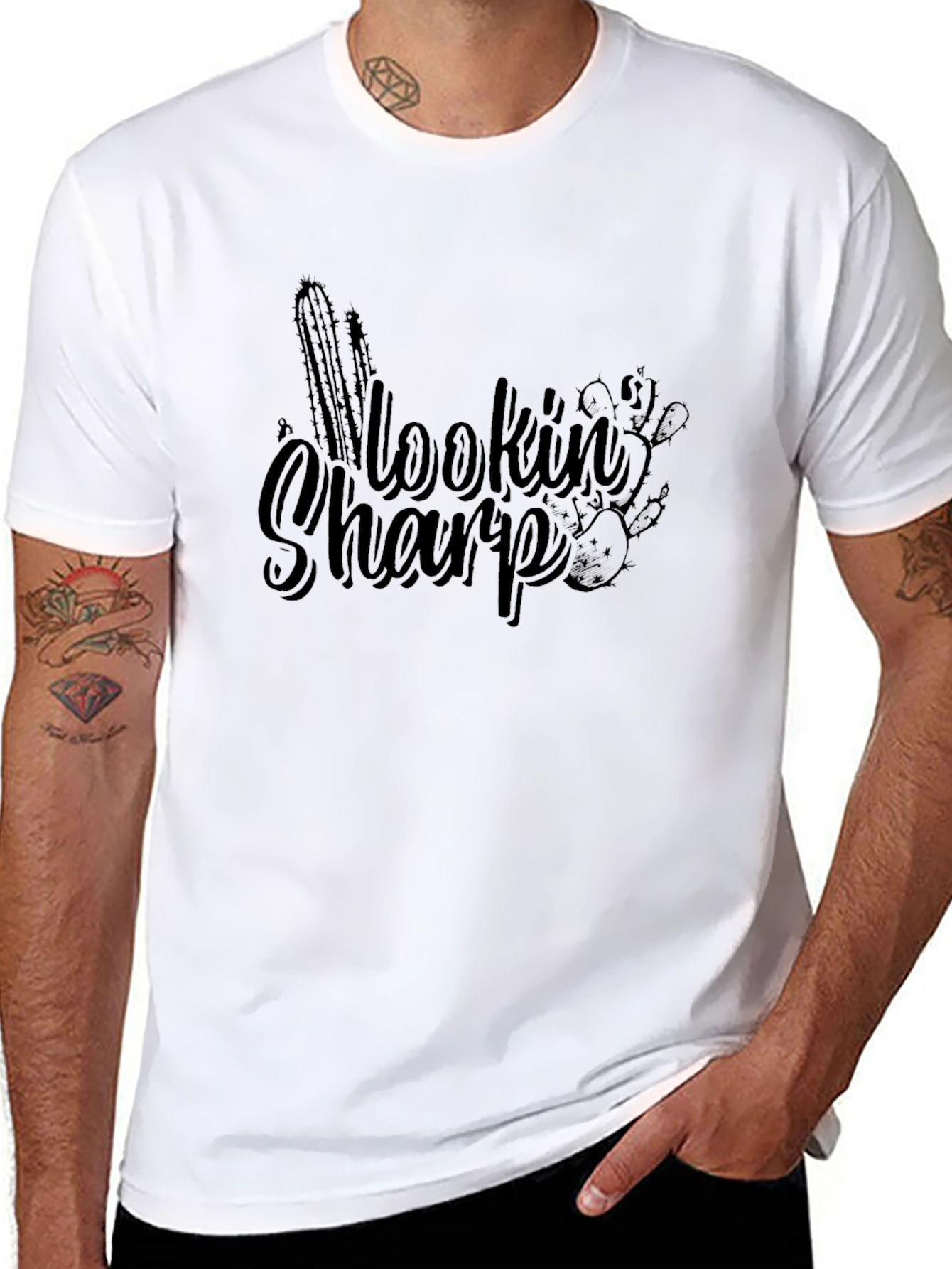 Lookin Sharp Graphic Tee - Black Cotton T-Shirt