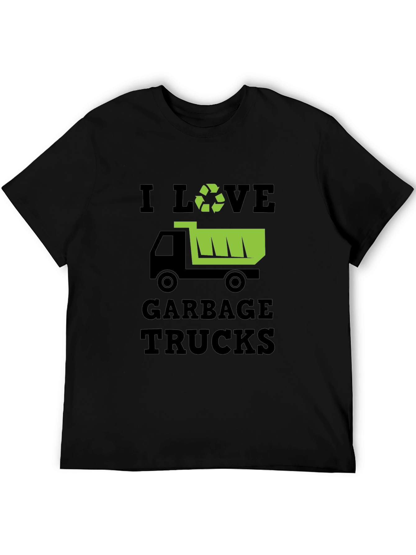 I Love Garbage Trucks Black T-Shirt