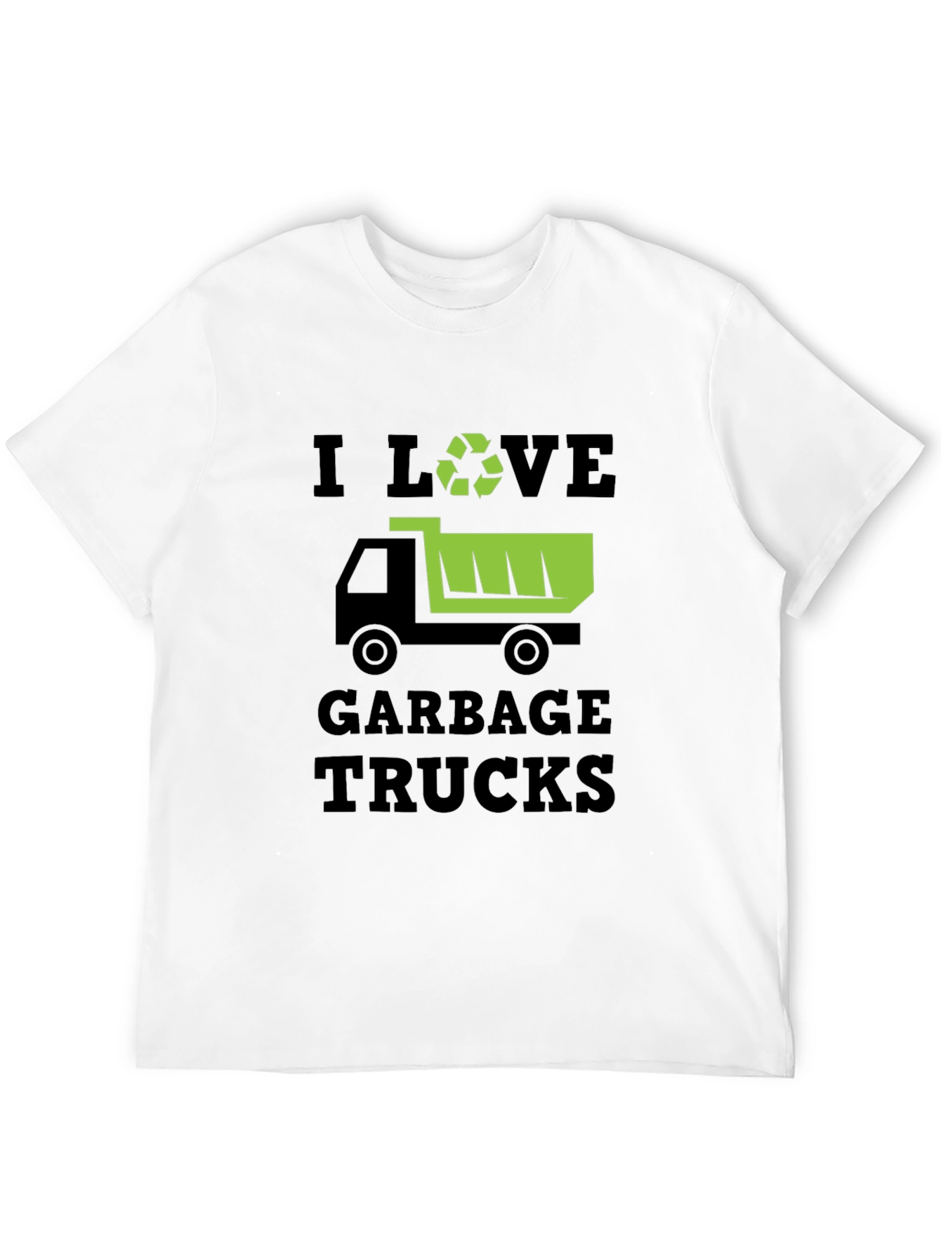 I Love Garbage Trucks Black T-Shirt