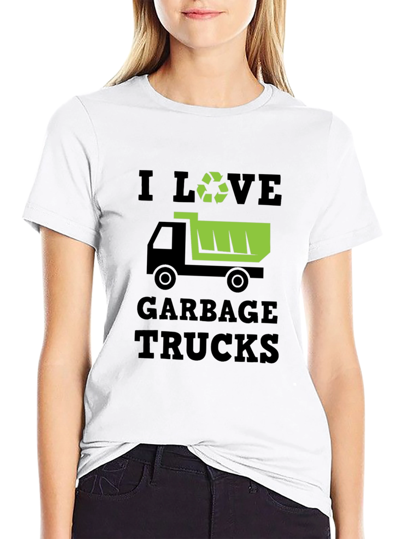 I Love Garbage Trucks Black T-Shirt
