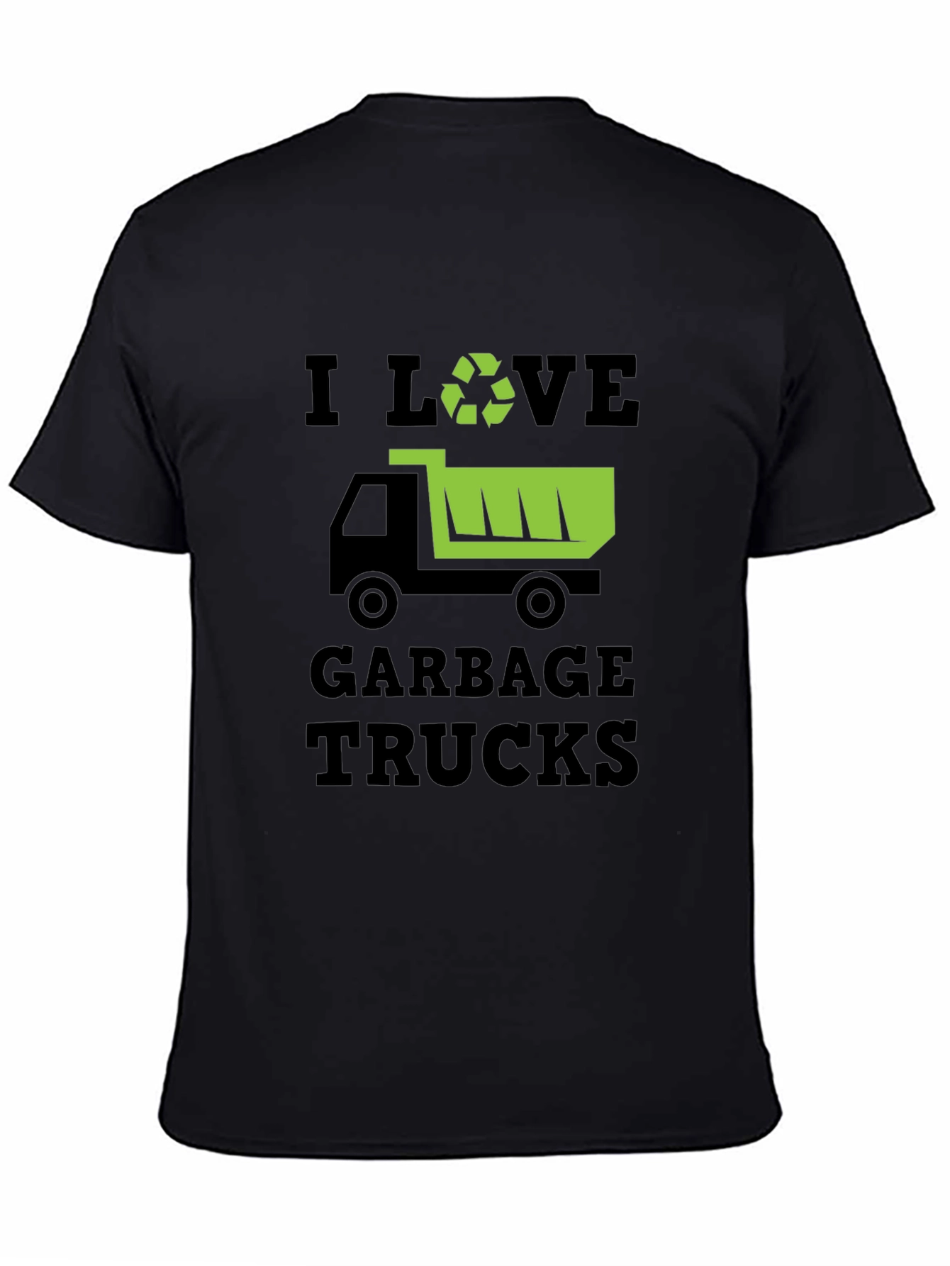 I Love Garbage Trucks Black T-Shirt