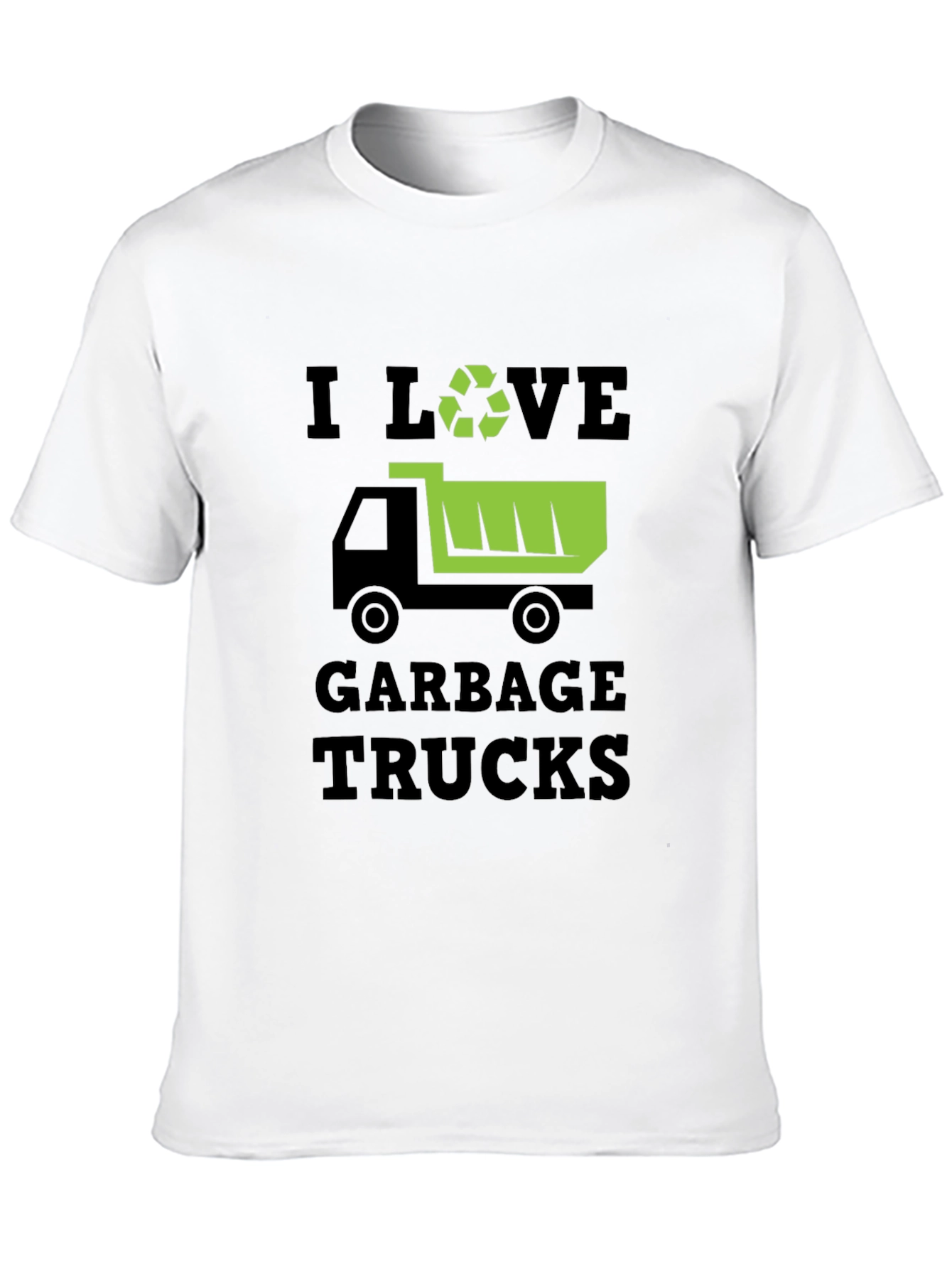 I Love Garbage Trucks Black T-Shirt