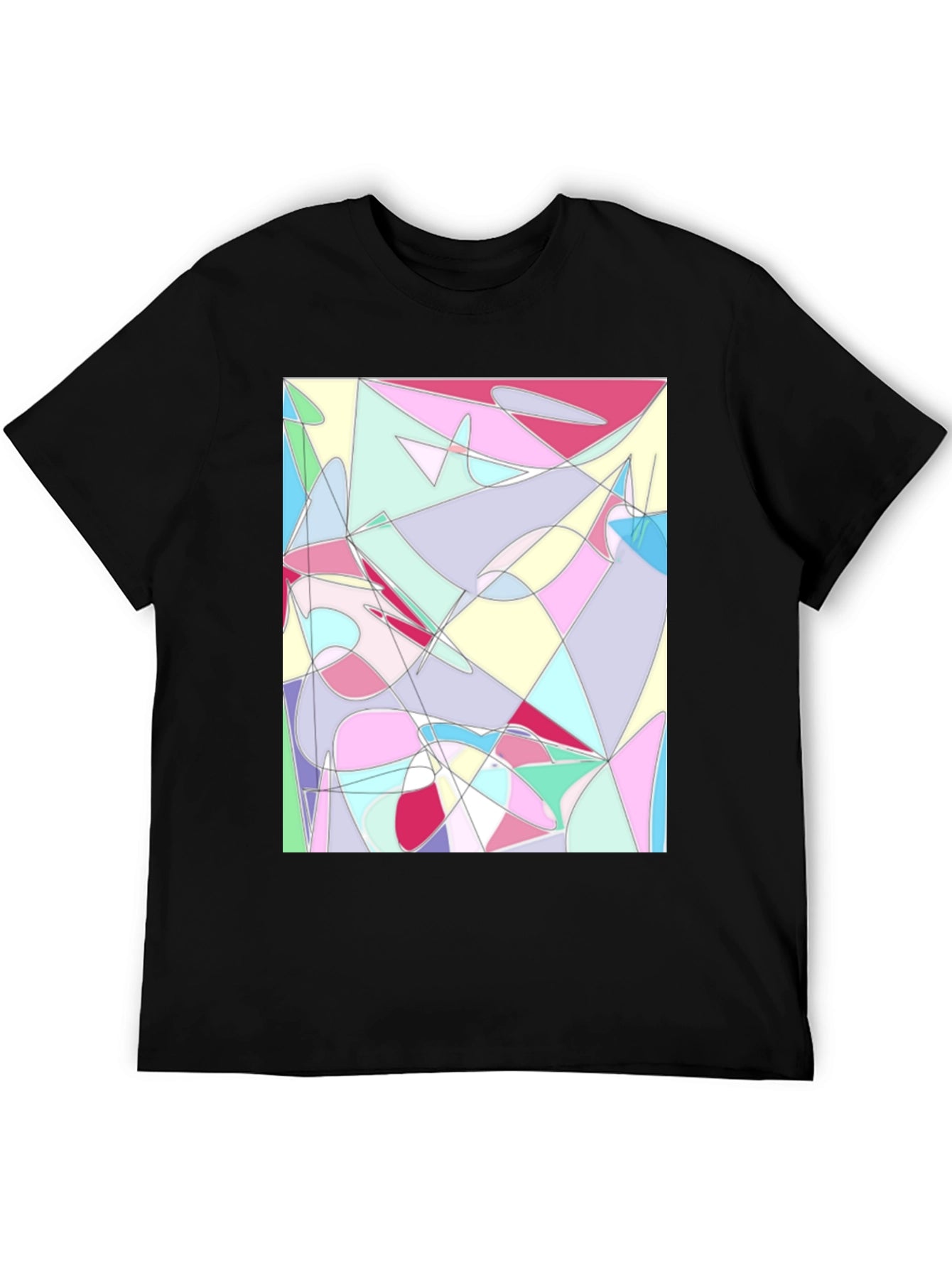 Abstract Geometric Print Black T-Shirt
