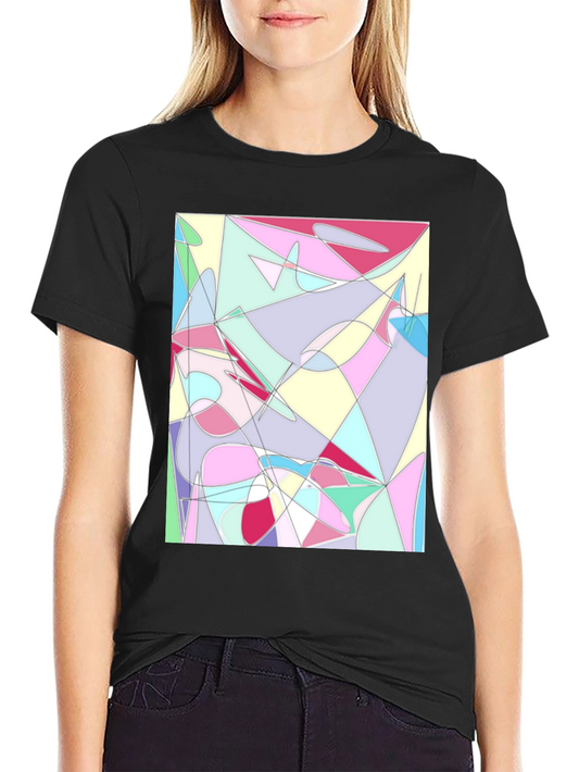 Abstract Geometric Print Black T-Shirt