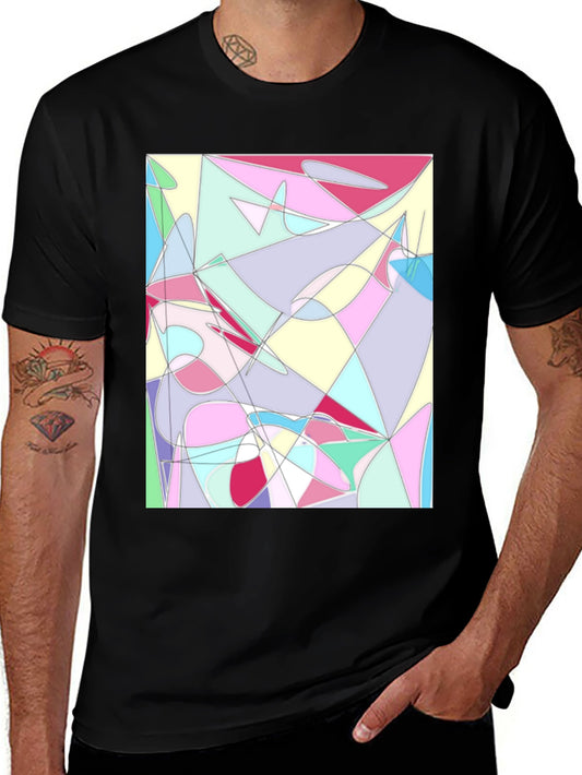 Abstract Geometric Print Black T-Shirt