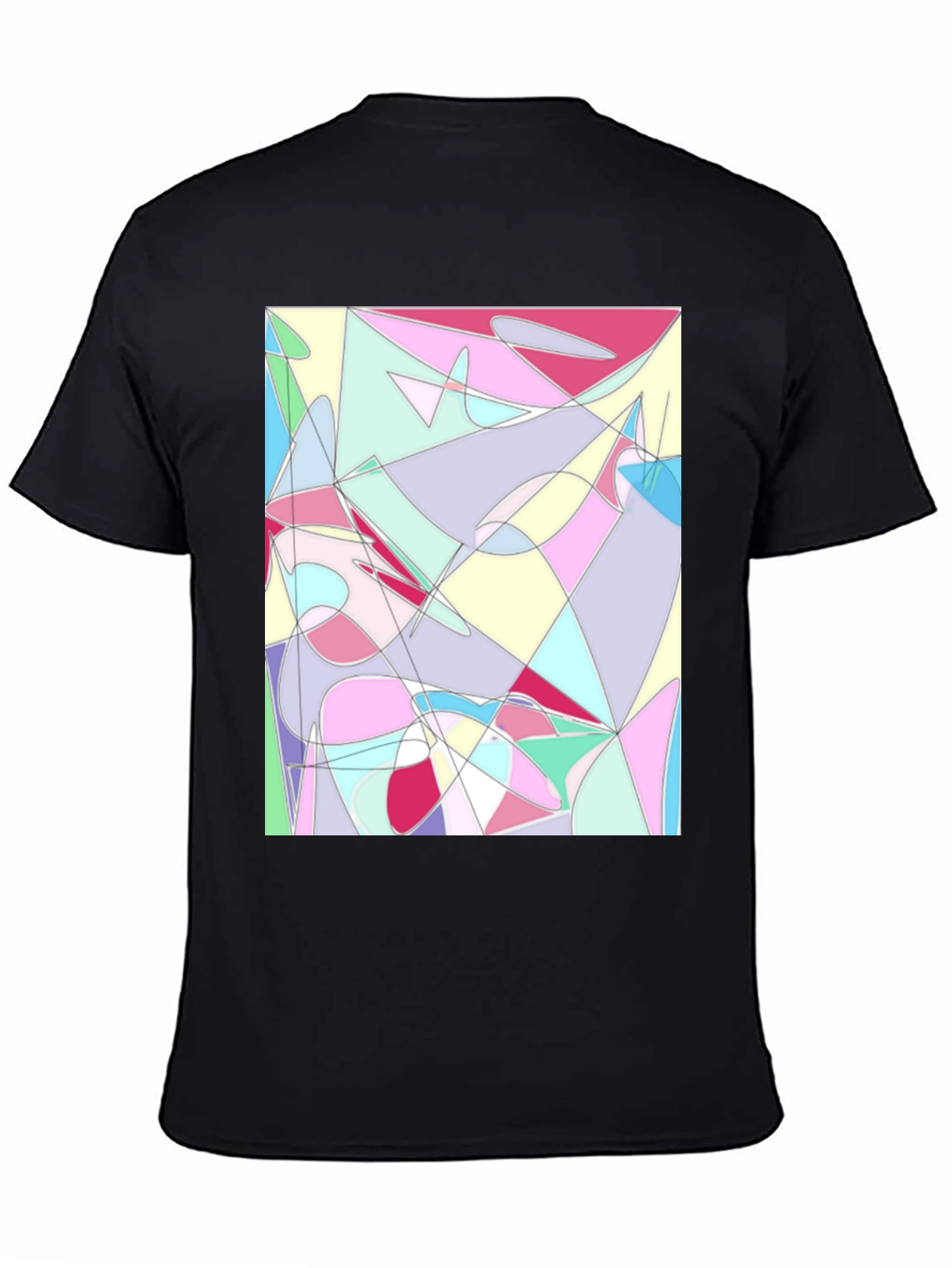 Abstract Geometric Print Black T-Shirt