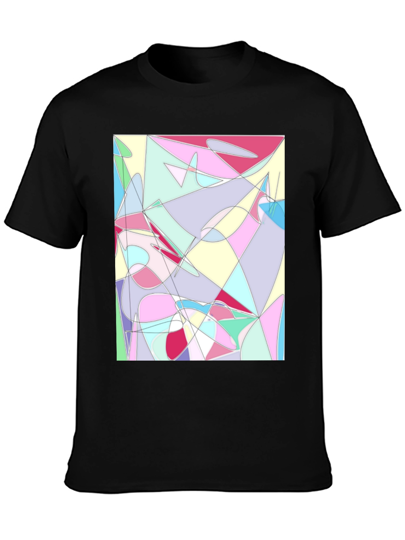Abstract Geometric Print Black T-Shirt