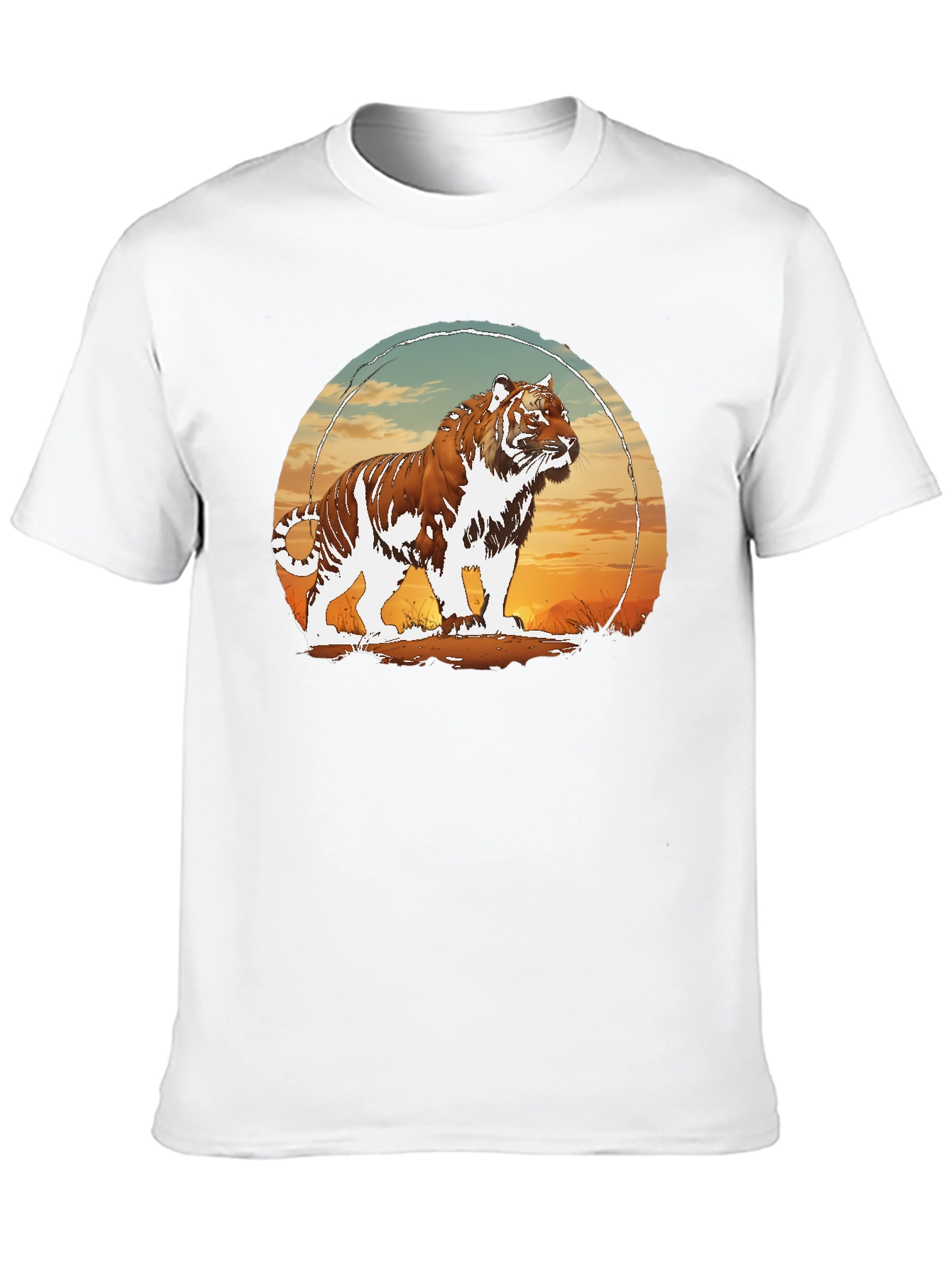Tiger Sunset Graphic Black T-Shirt