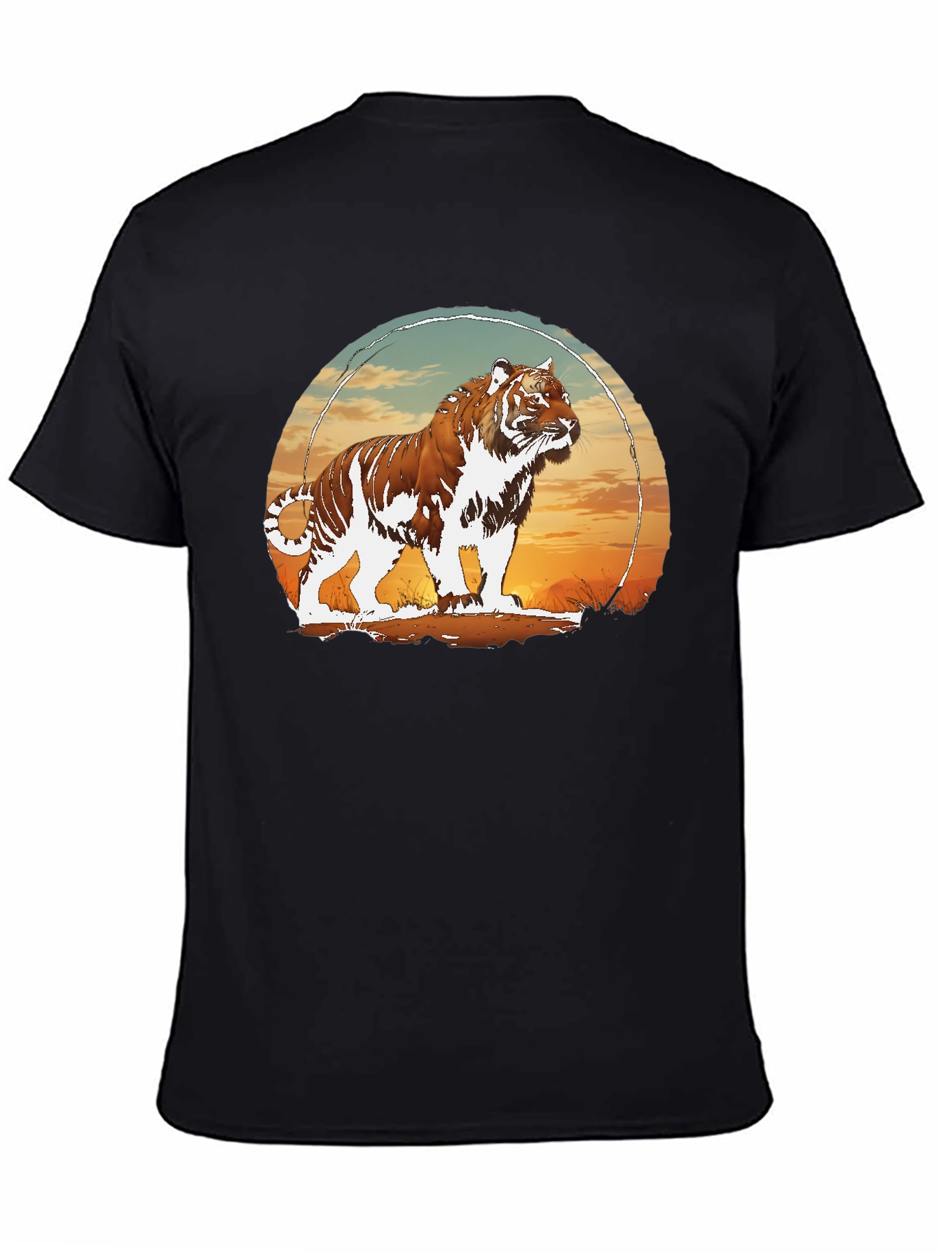 Tiger Sunset Graphic Black T-Shirt