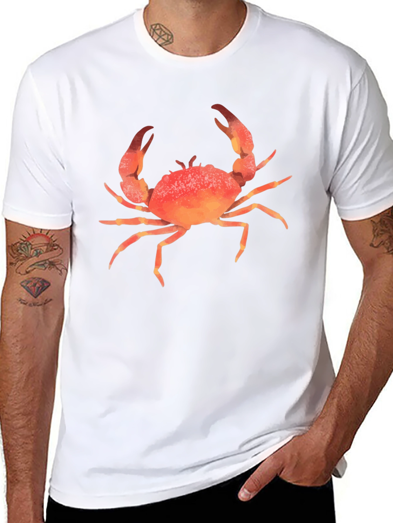 Crab Graphic Print T-Shirt - Casual Style