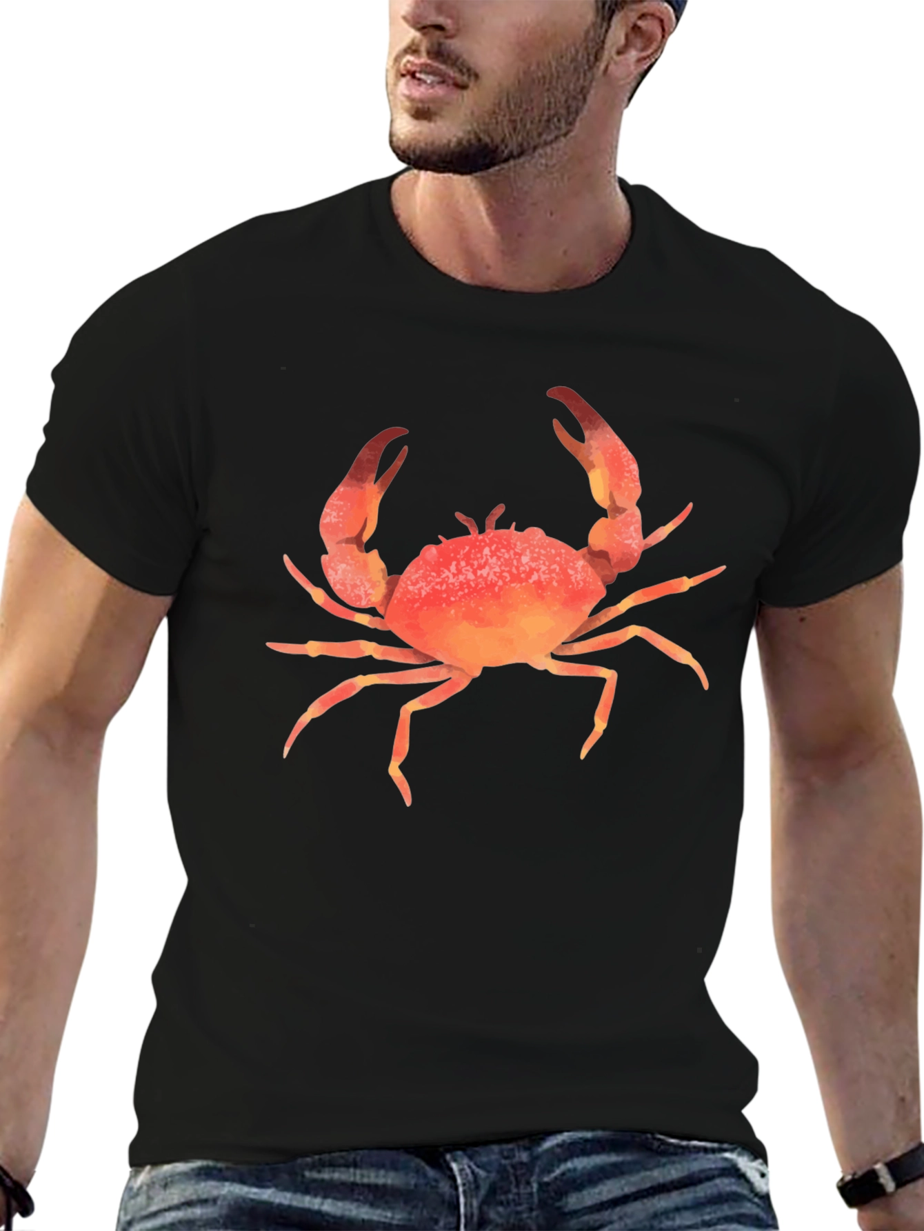 Crab Graphic Print T-Shirt - Casual Style