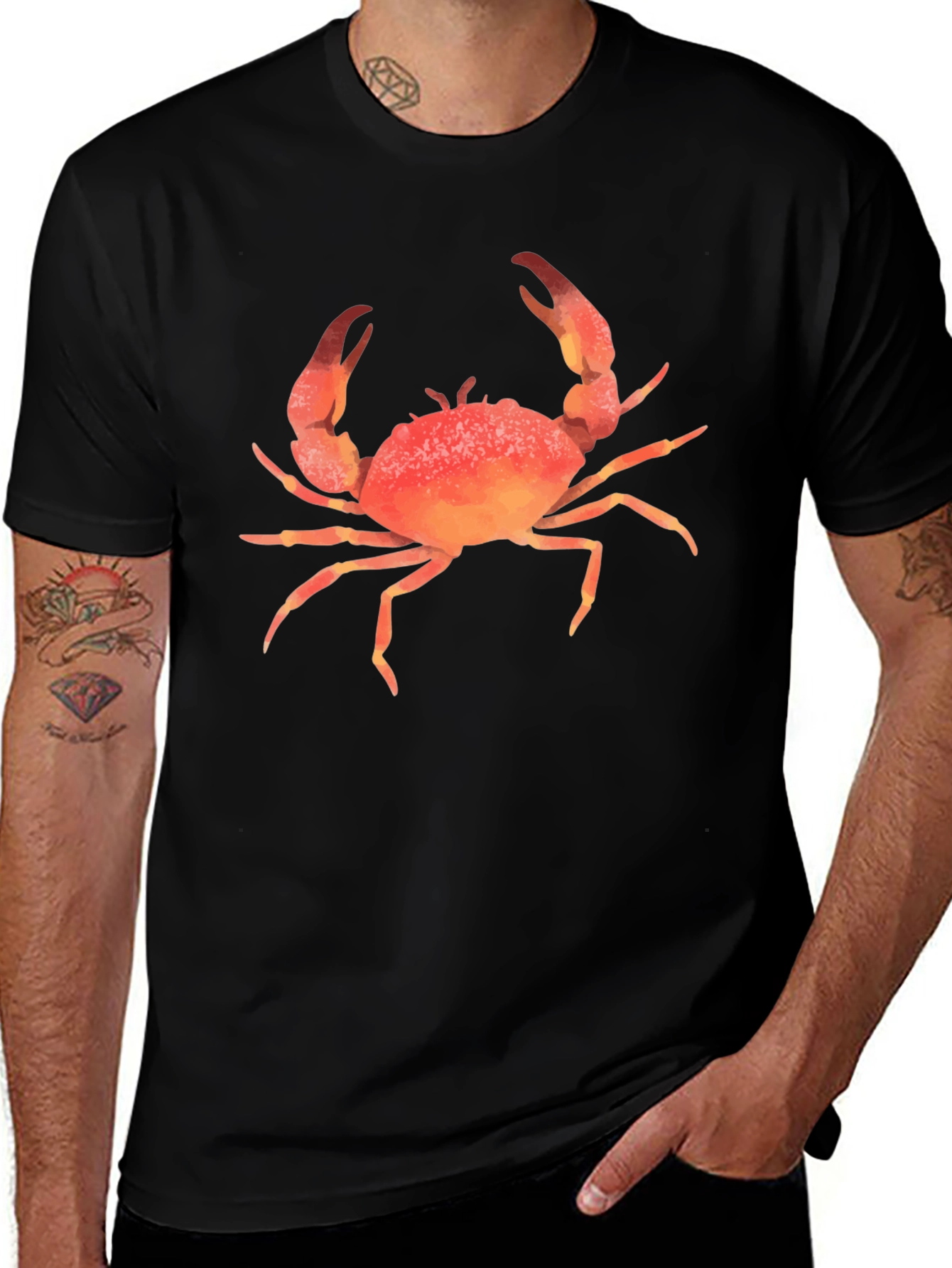 Crab Graphic Print T-Shirt - Casual Style