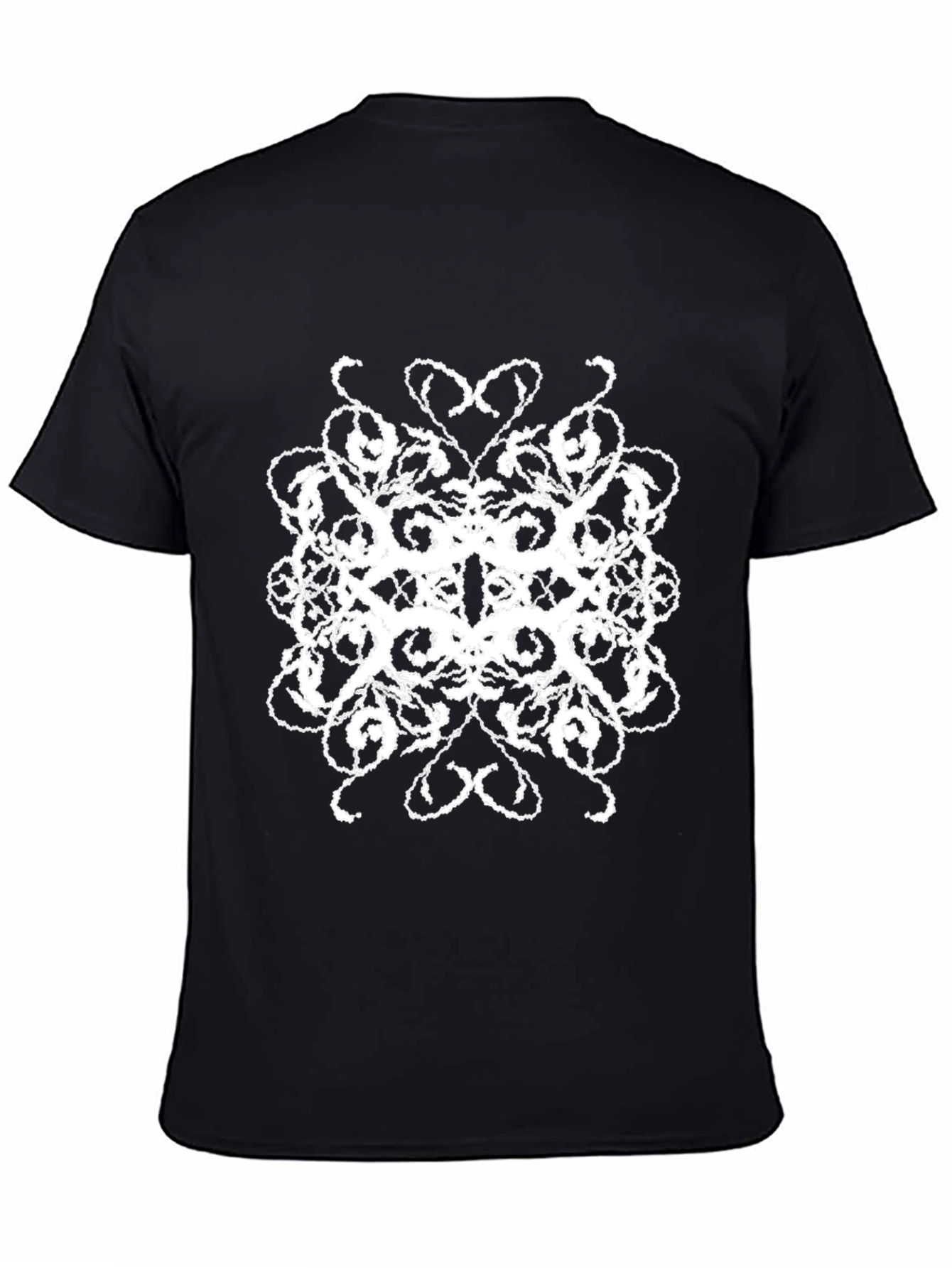 Abstract White Print Black T-Shirt