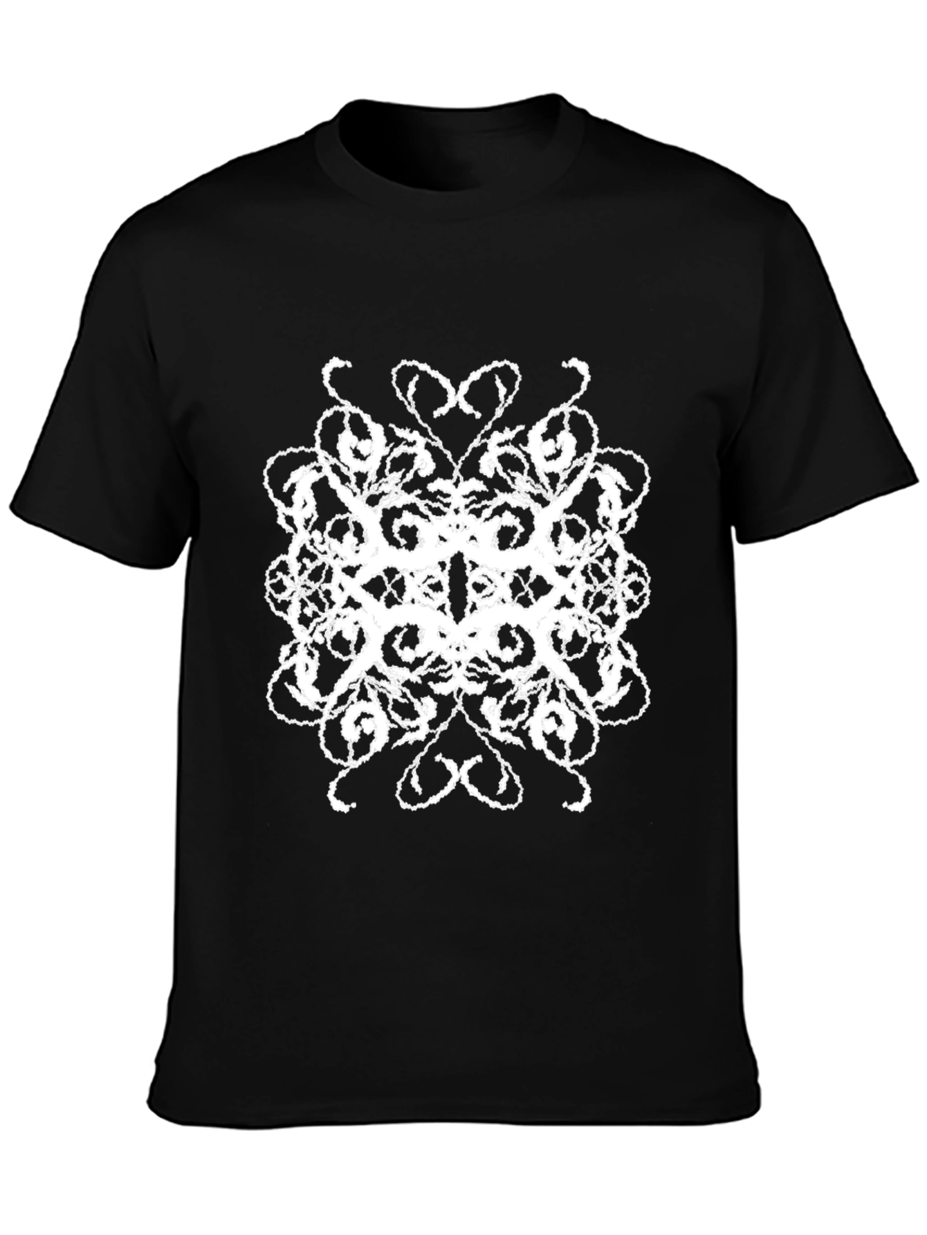 Abstract White Print Black T-Shirt