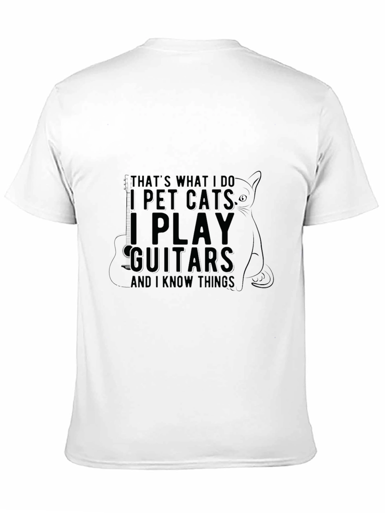 I Pet Cats I Play Guitars Mens Black T-Shirt