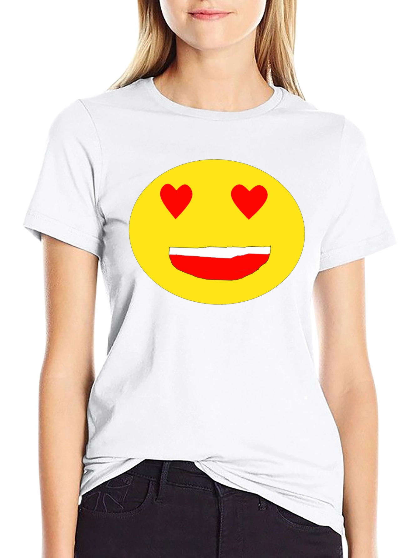 Emoji Heart Eyes Black T-Shirt - Express Your Love!