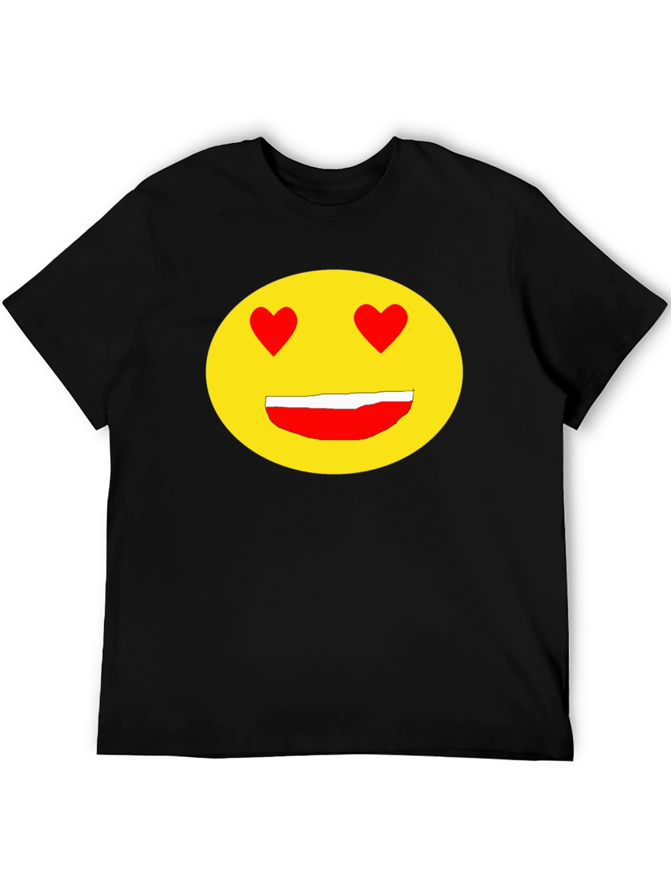 Emoji Heart Eyes Black T-Shirt - Express Your Love!