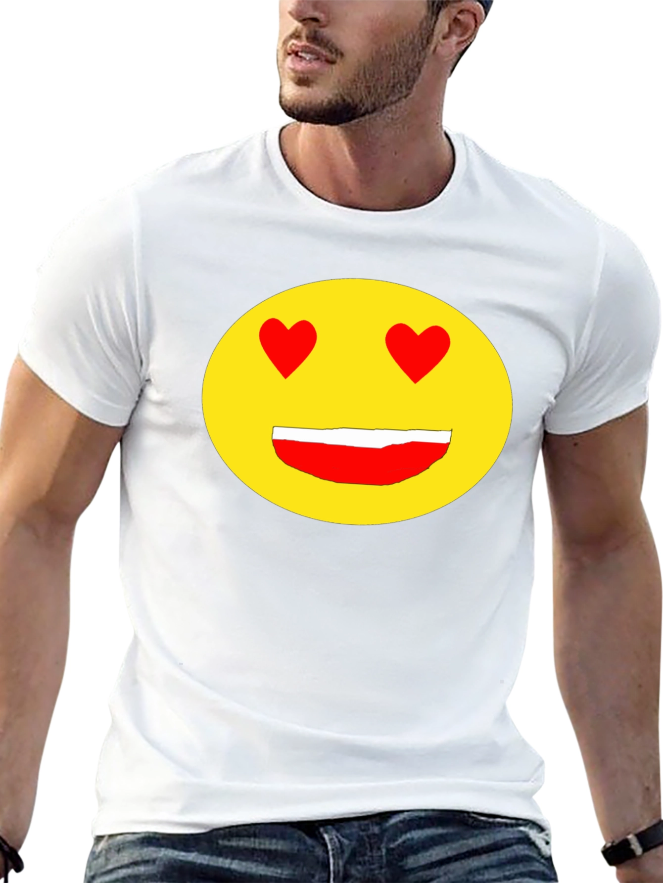 Emoji Heart Eyes Black T-Shirt - Express Your Love!