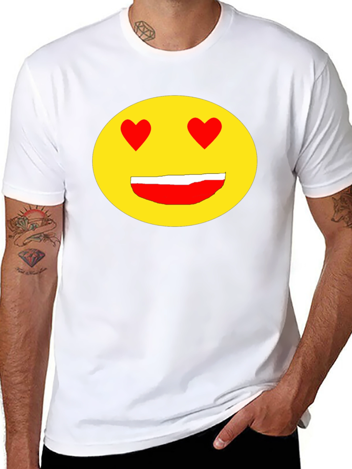 Emoji Heart Eyes Black T-Shirt - Express Your Love!